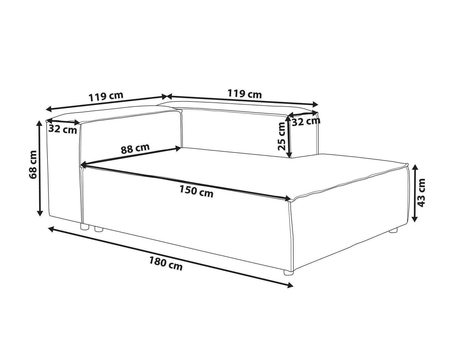 Modulinė sėdimoji dalis Serophi 102 (Taupe)