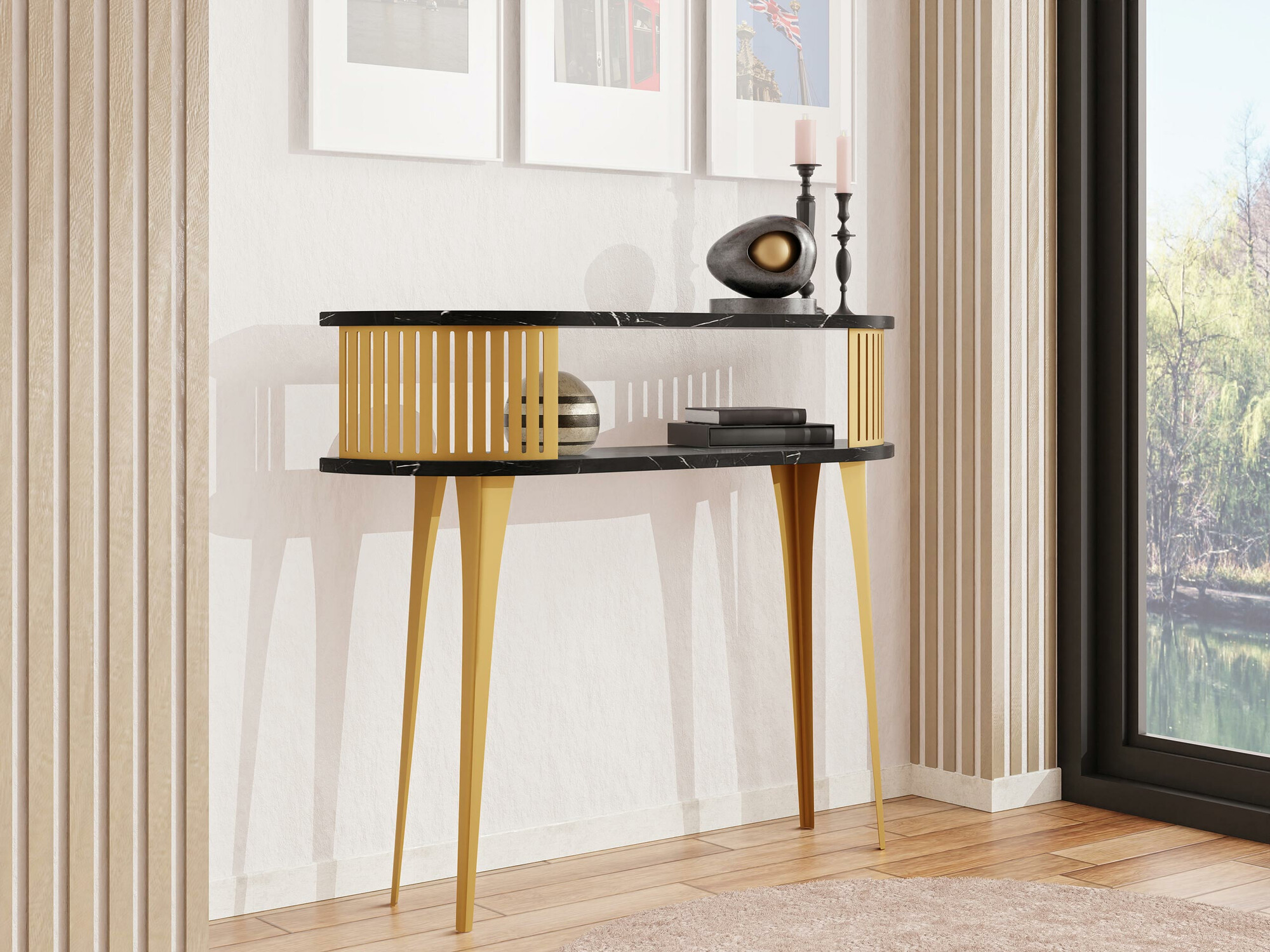 Konsolė Sordore 112 (Auksinė + Juodas marmuras)