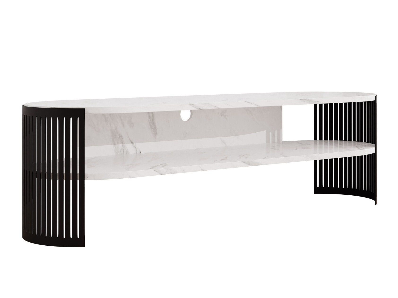 TV staliukas Civer (Juoda + Baltas marmuras)