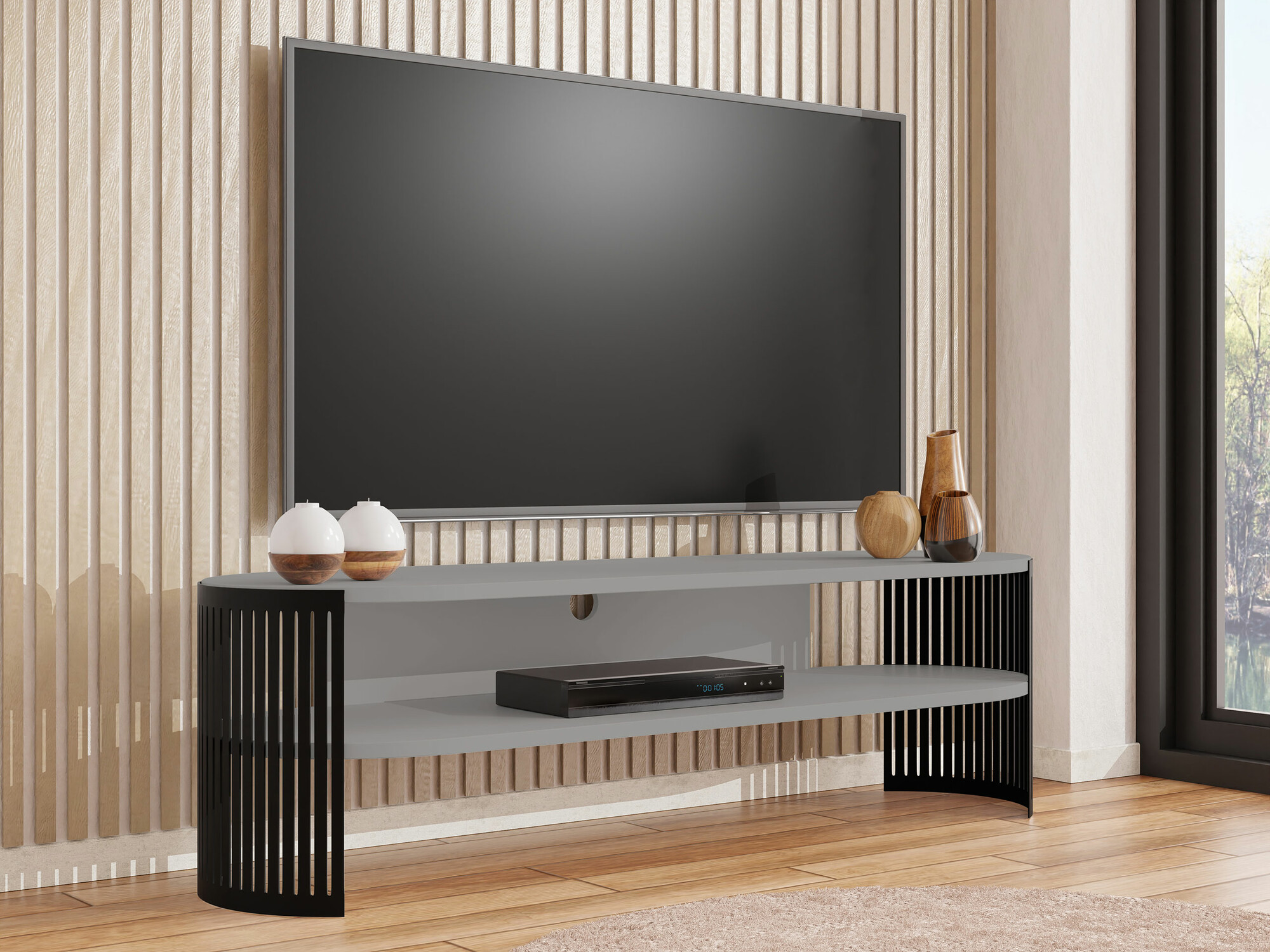 TV staliukas Civer (Juoda + Grafitas)
