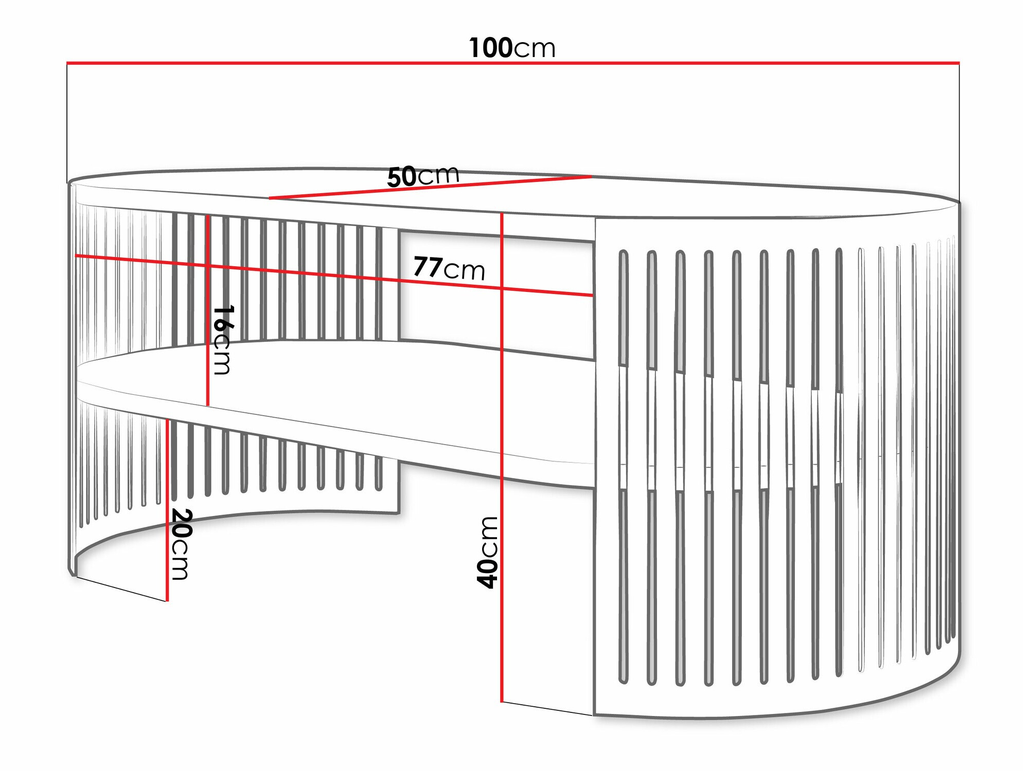 Žurnalinis staliukas Civer III (Juoda + Balta)