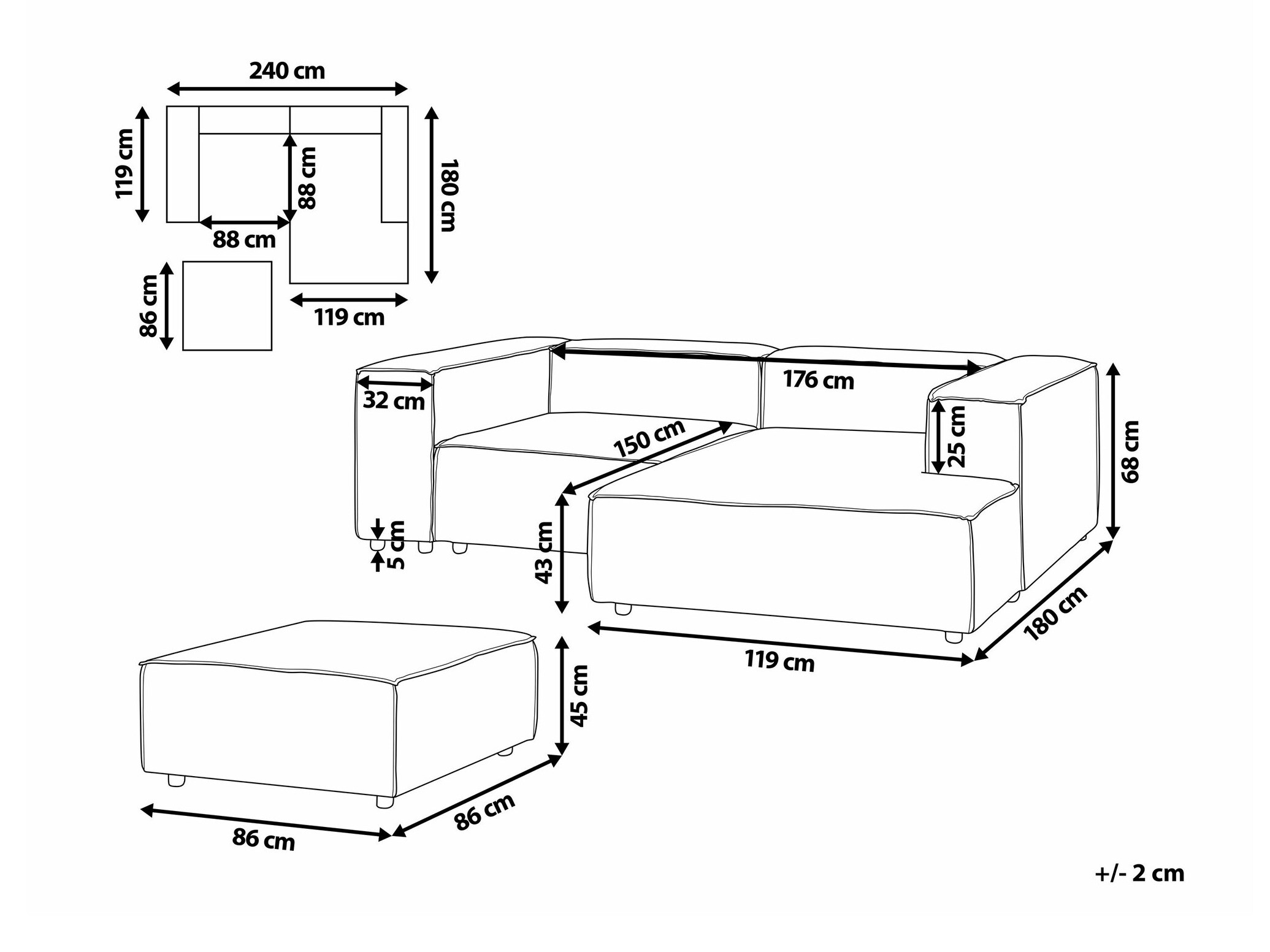 Minkštų baldų komplektas Serophi 105 (Smėlinė)