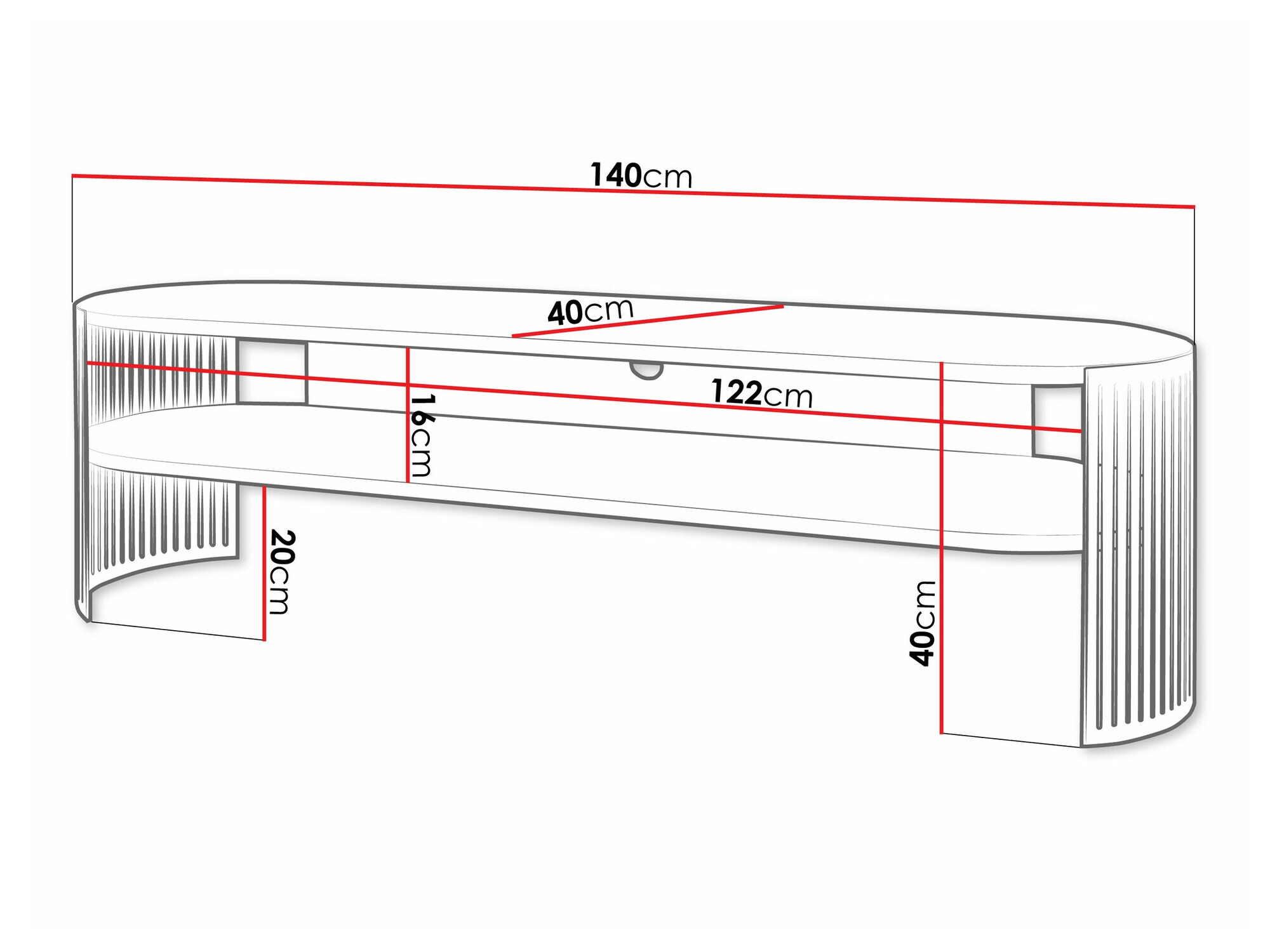 TV staliukas Sordore 123 (Rožinė + Balta)