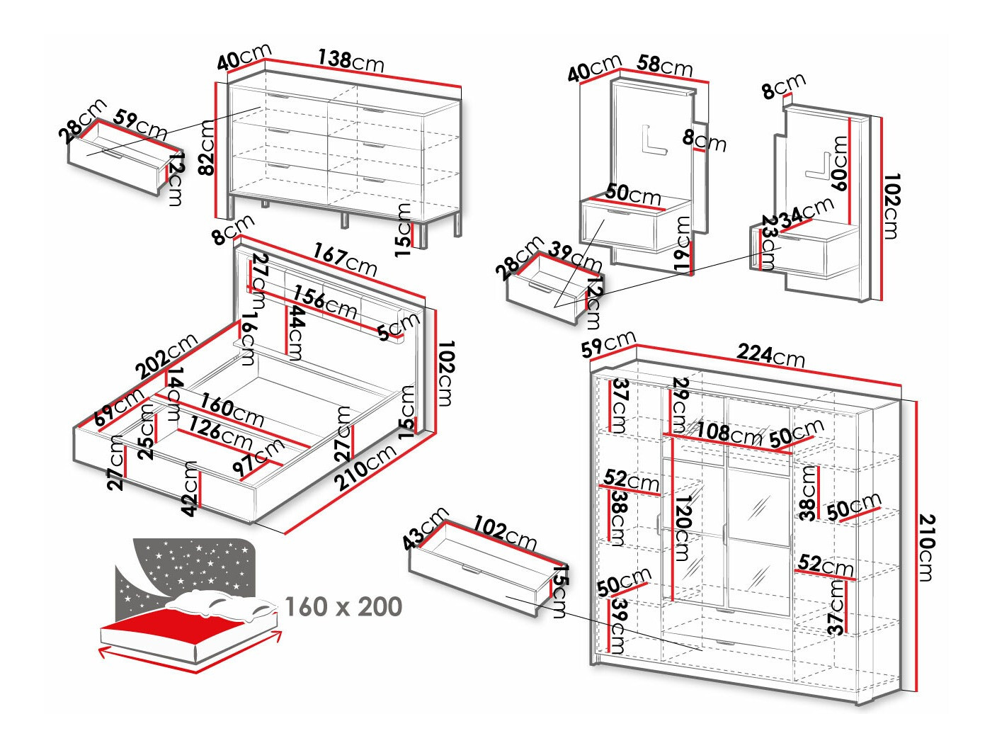 Miegamojo komplektas Flodale 106