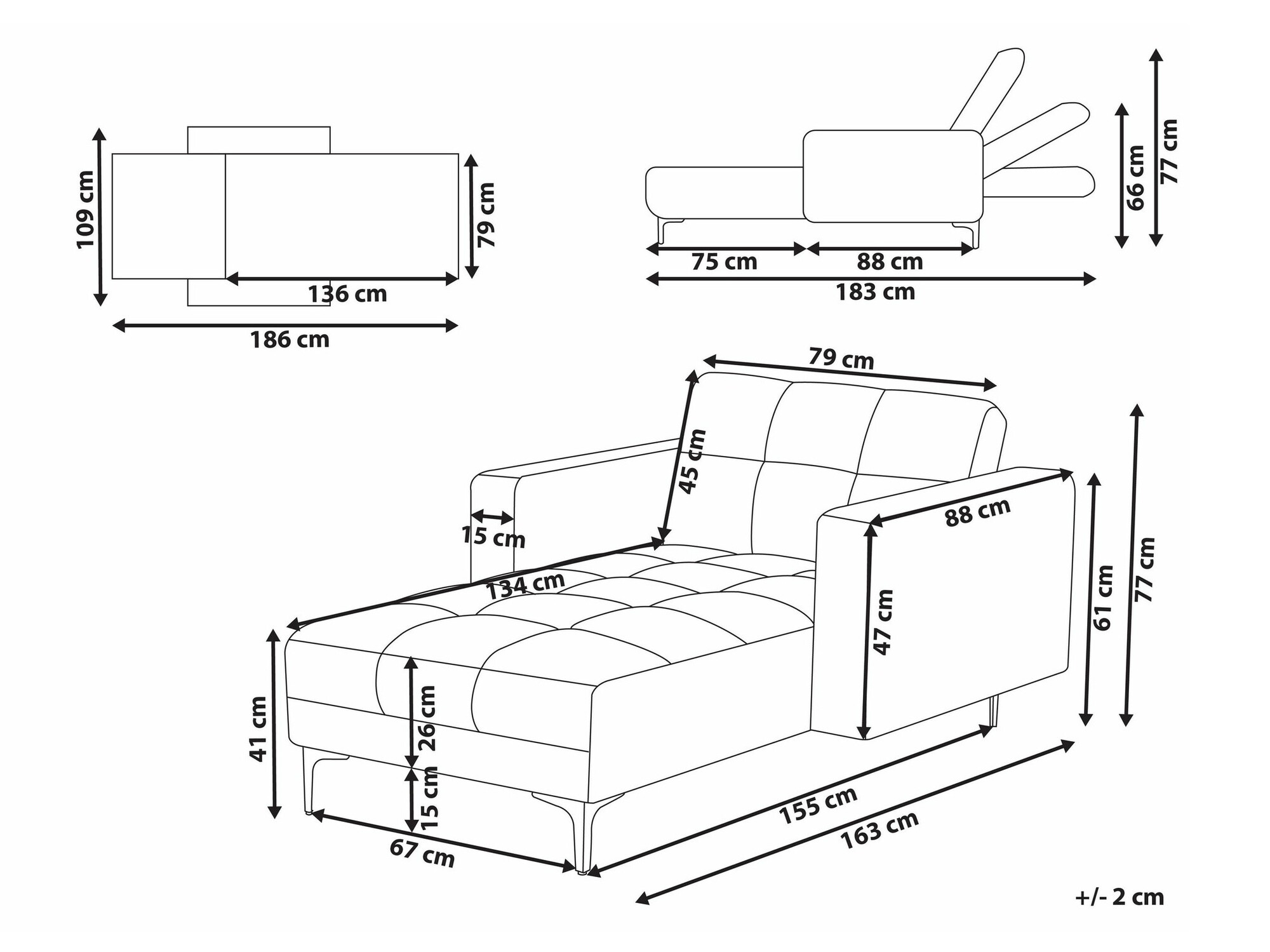 Kušetė Mormiru 100 (Raudona)