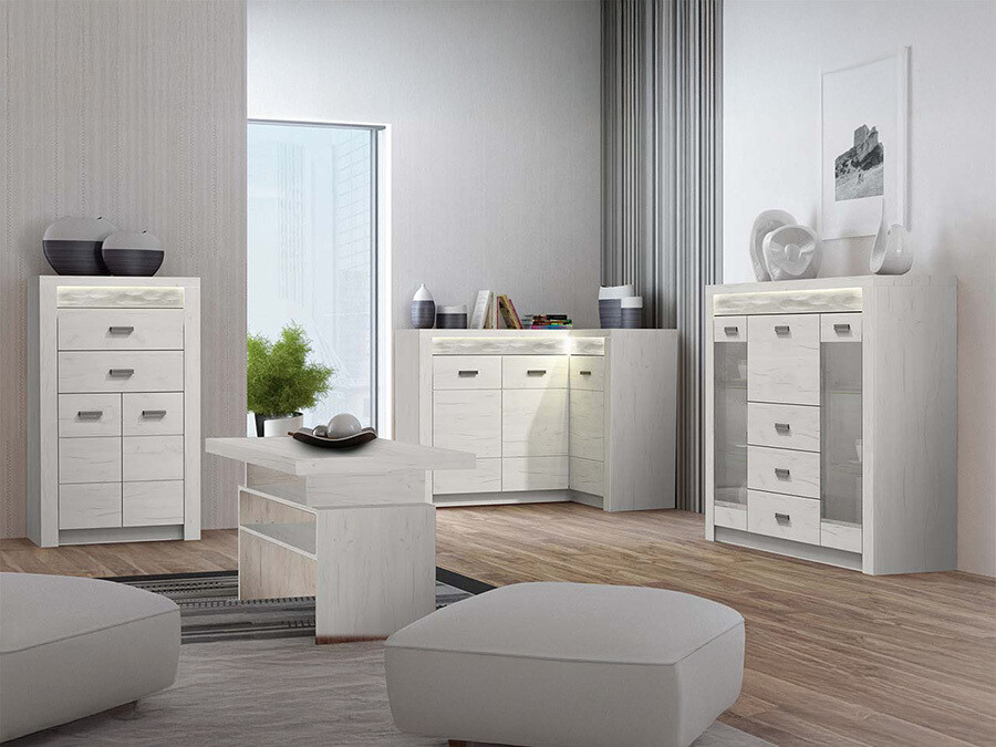 Svetainės komplektas Serfeno 121 (Craft balta)