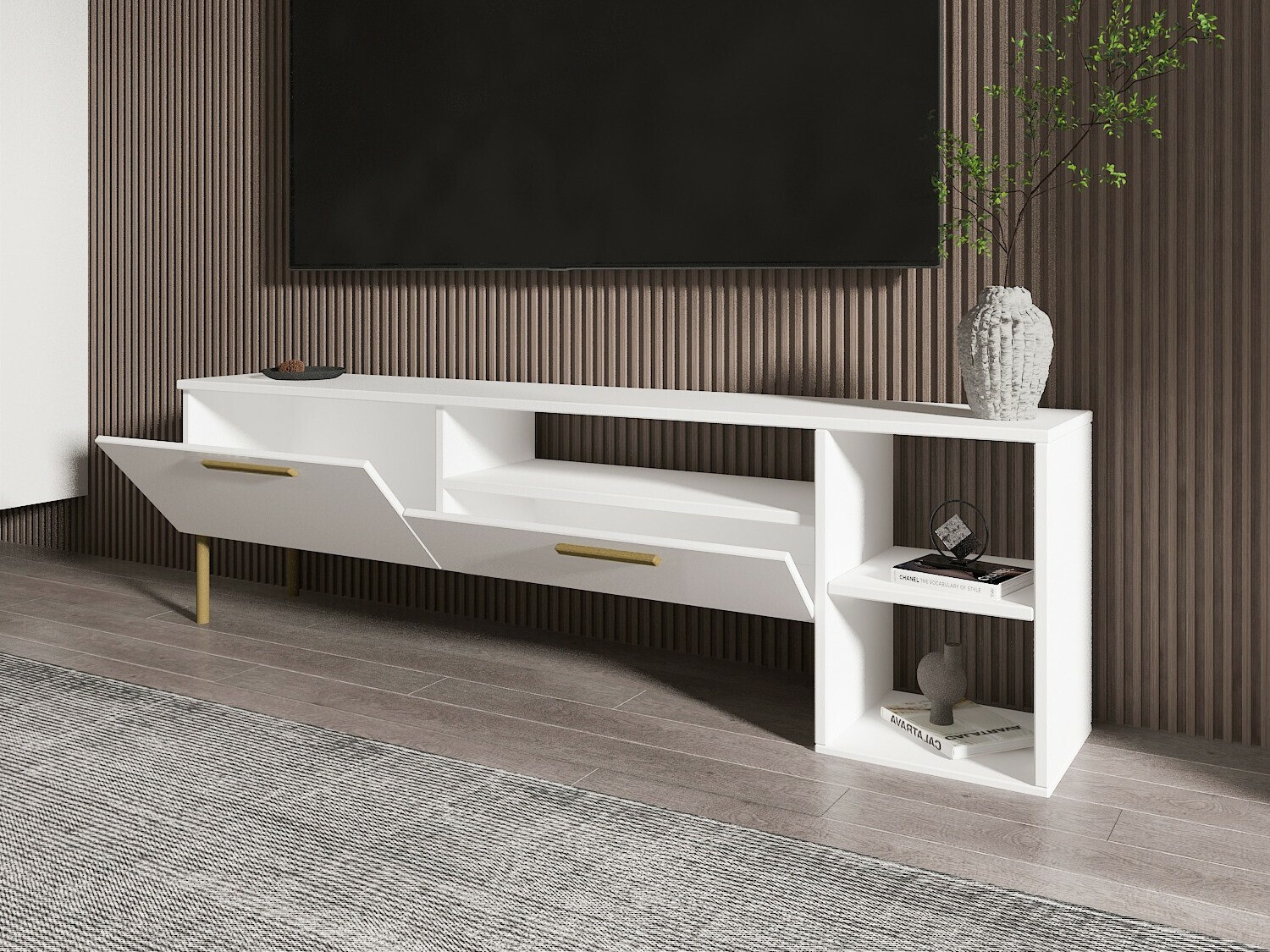 TV staliukas Kailua 2579 (Balta + Auksinė)