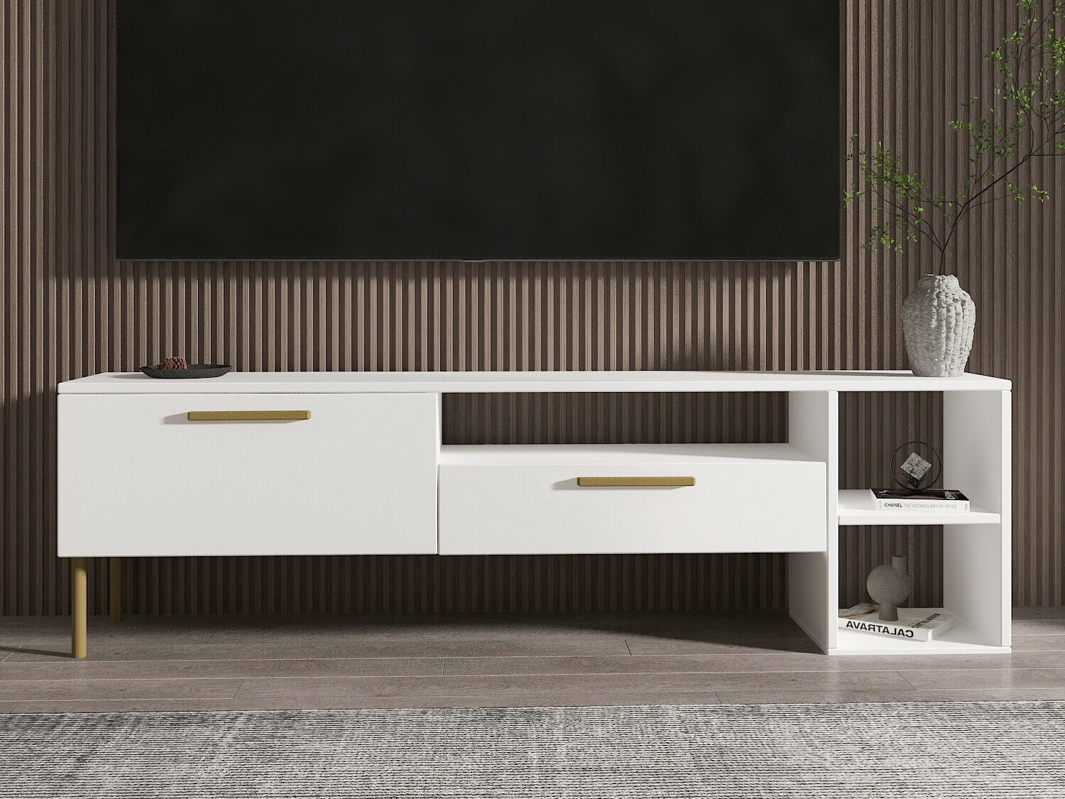 TV staliukas Kailua 2579 (Balta + Auksinė)