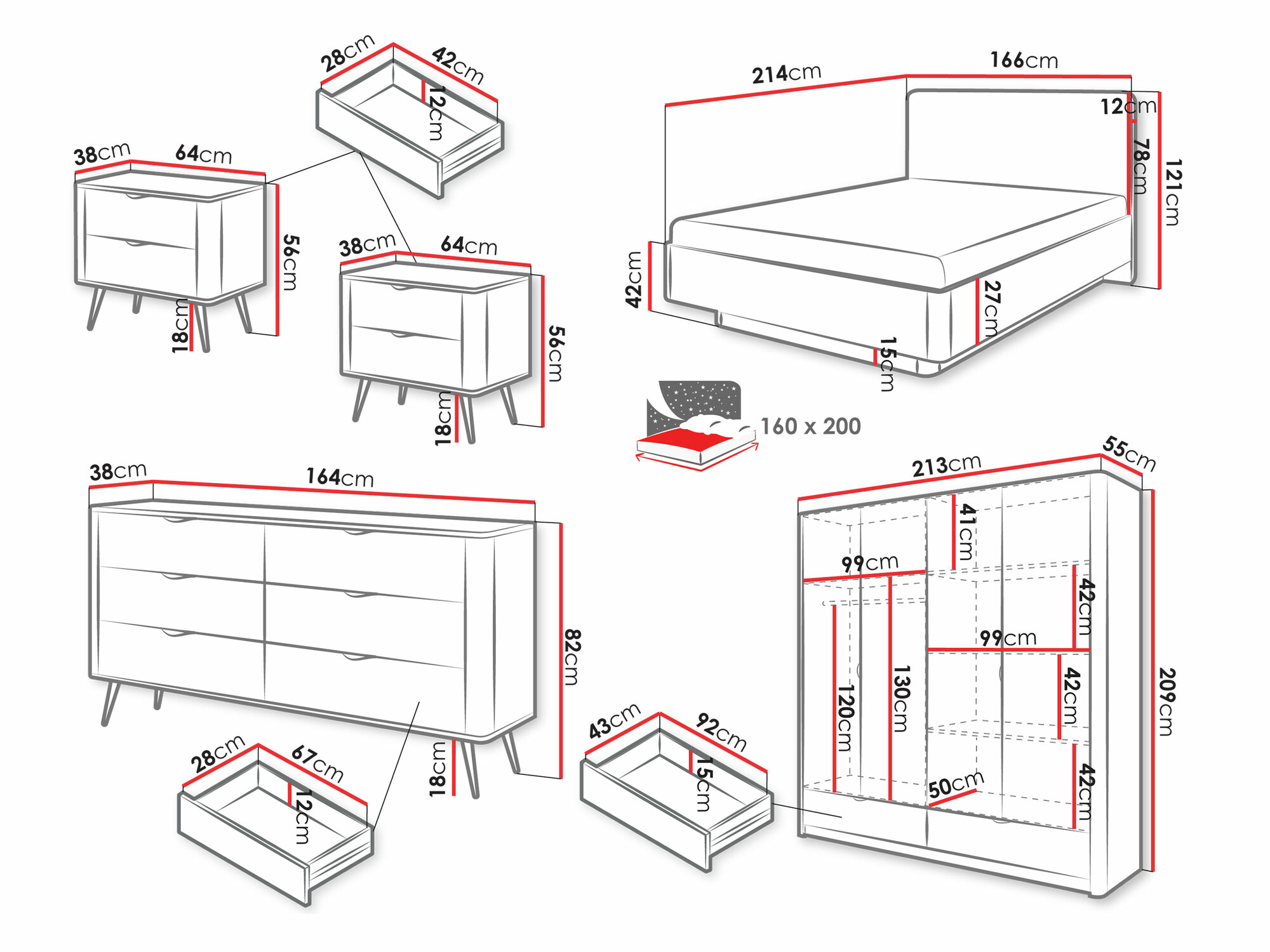 Miegamojo komplektas Ioca