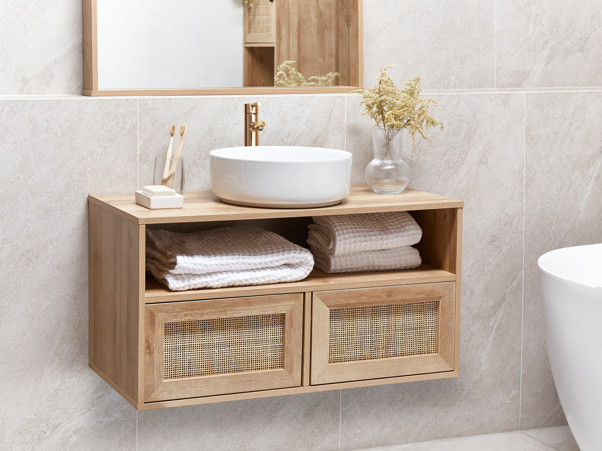 Pakabinama vonios spintelė praustuvui Meldoru 100