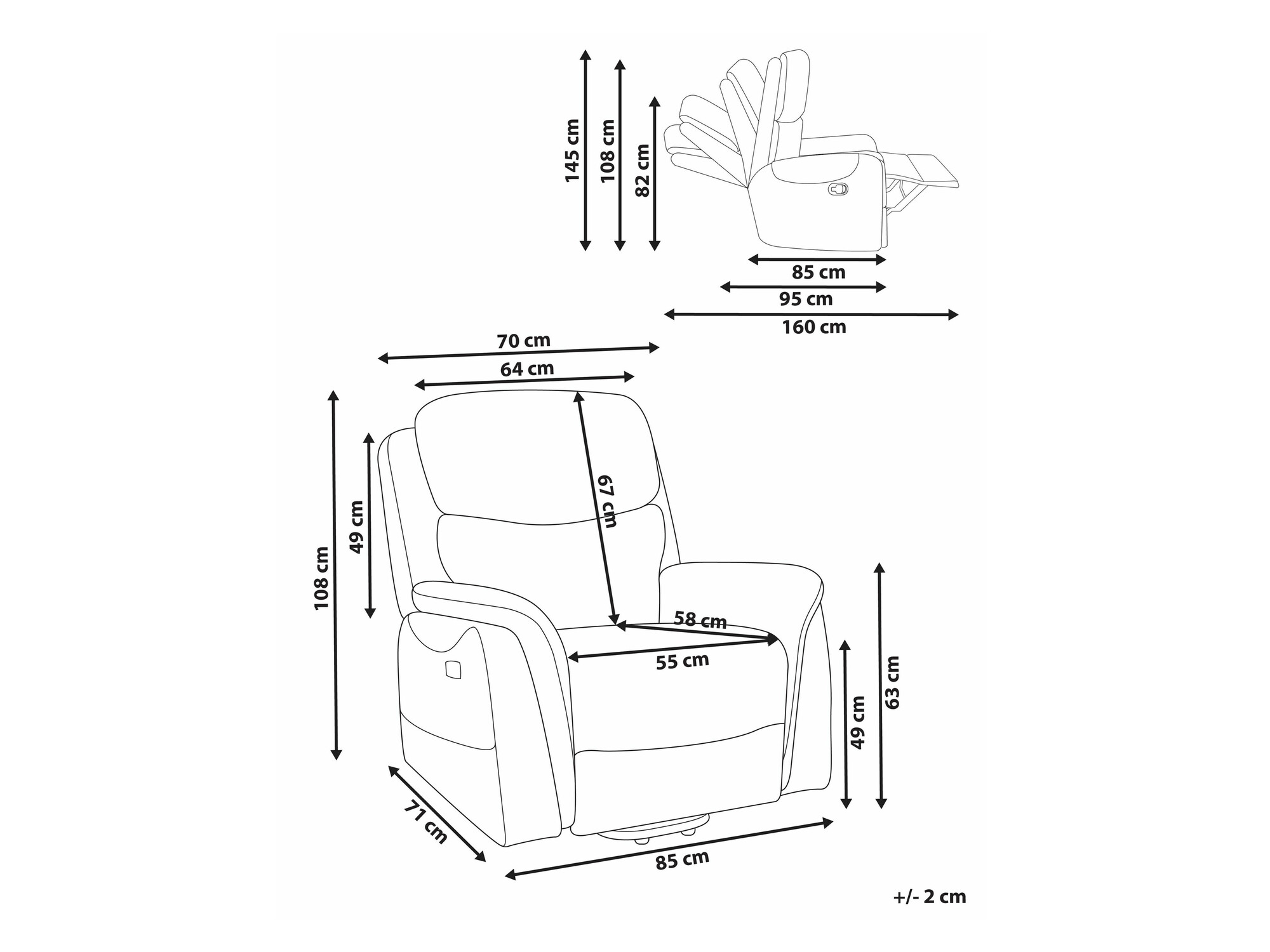 Fotelis reglaineris Berwyn 2444 (Kreminė)