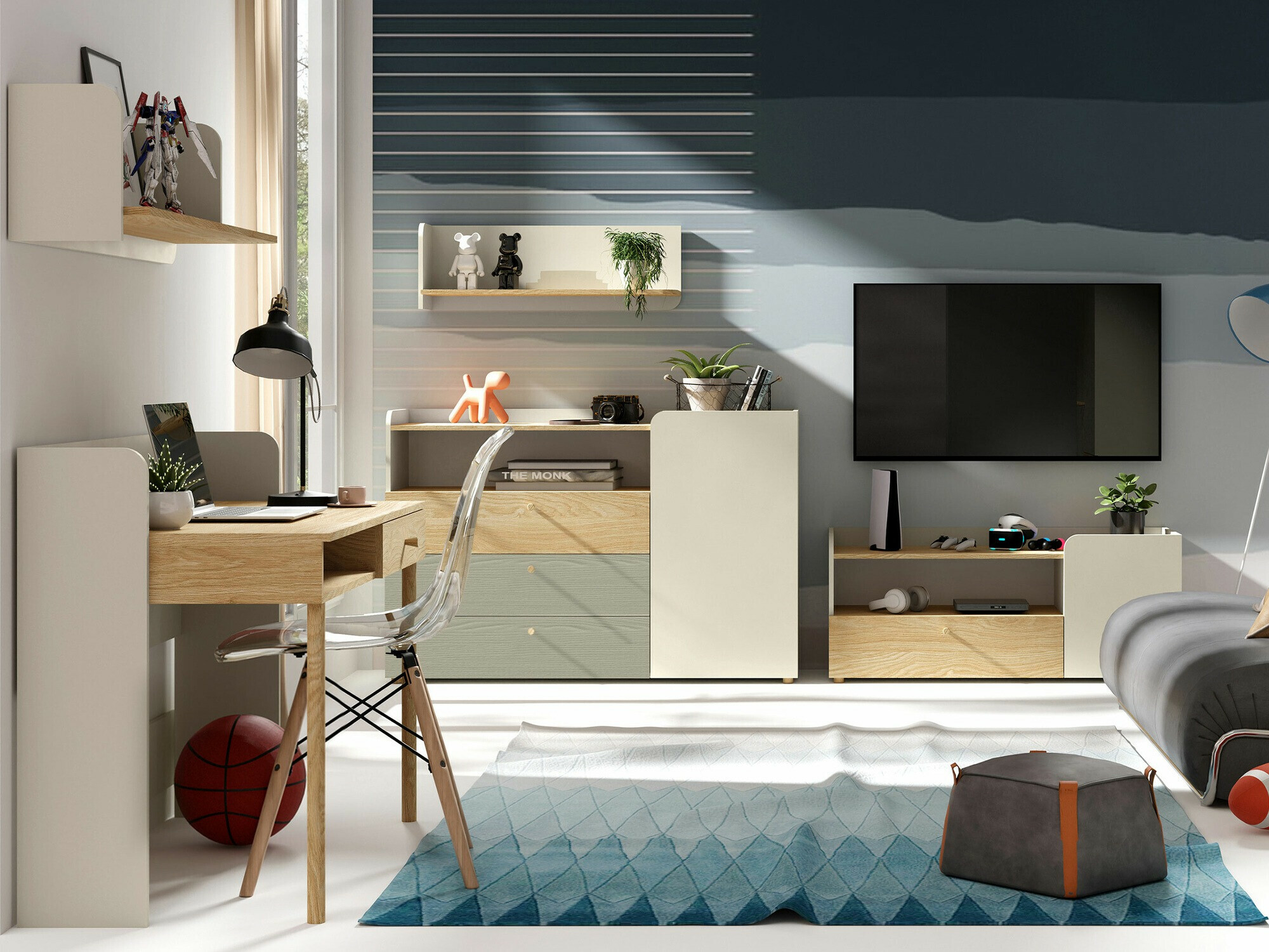 Komoda Domcali 108 (Pilka + Ąžuolas)