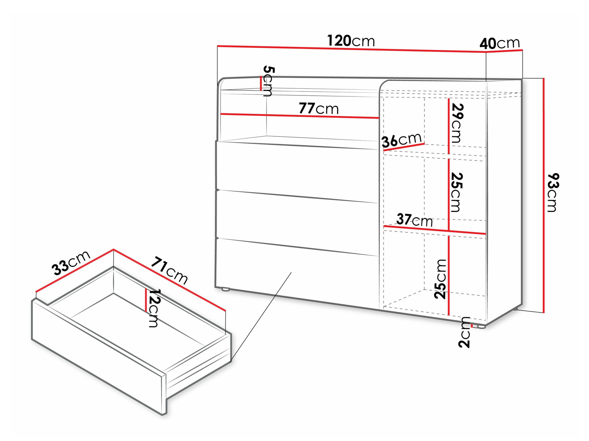 Komoda Domcali 108 (Pilka + Ąžuolas)