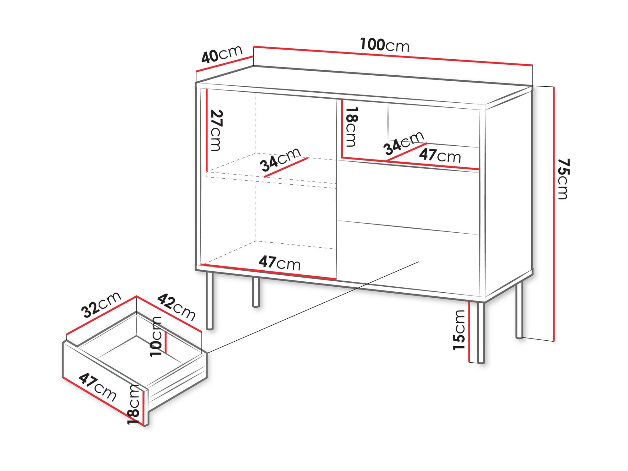 Komoda Tolete 100 (Žalia)
