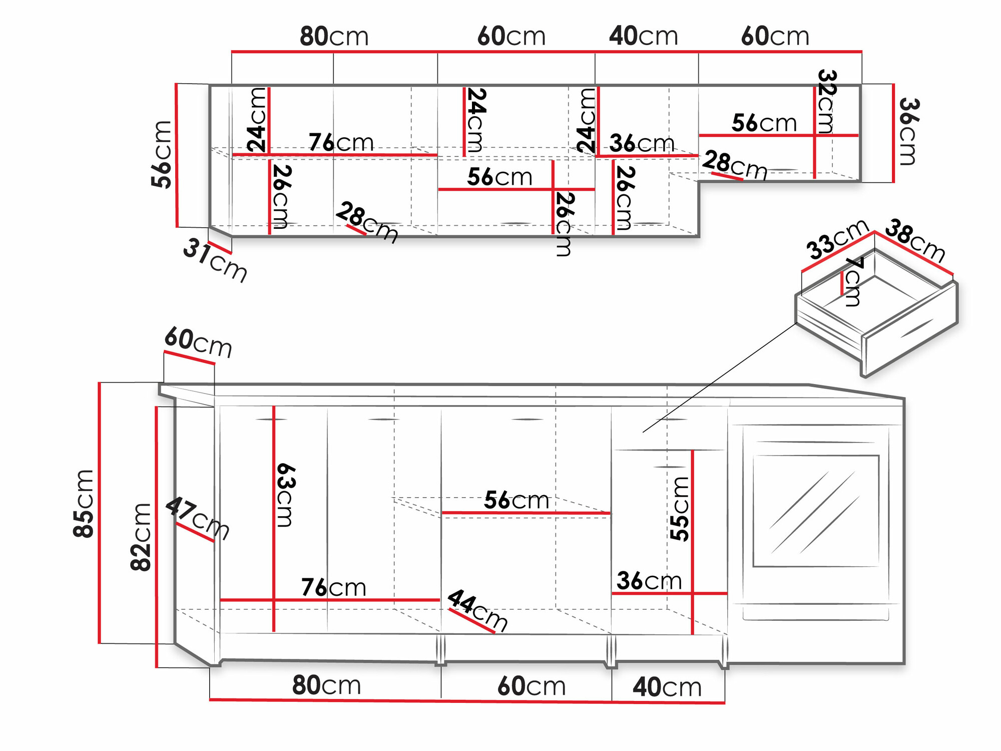 Virtuvės komplektas Trenton 105 (Balta + Beige)