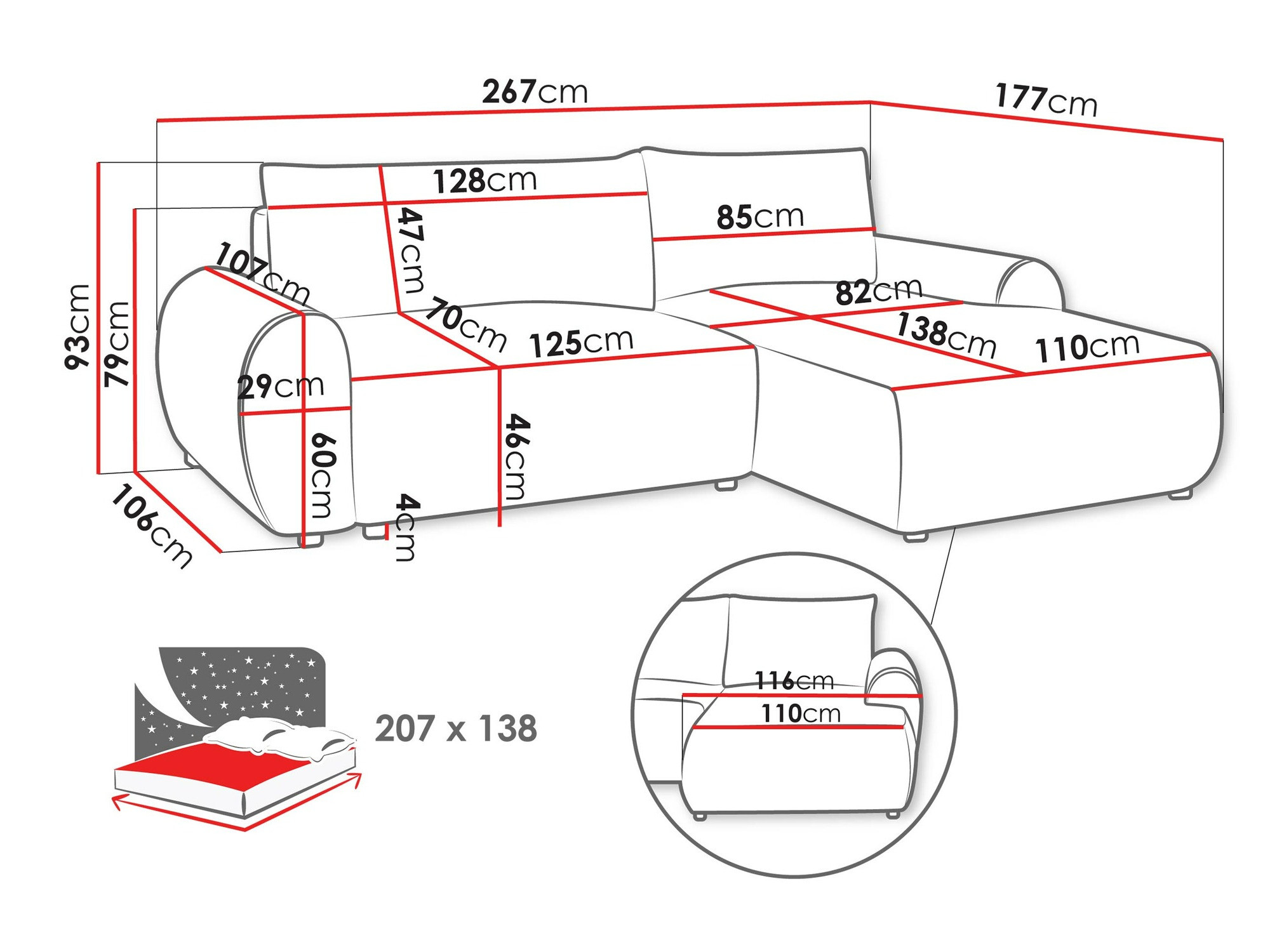 Minkštas kampas TrendyNest 103 (Tilia 03)