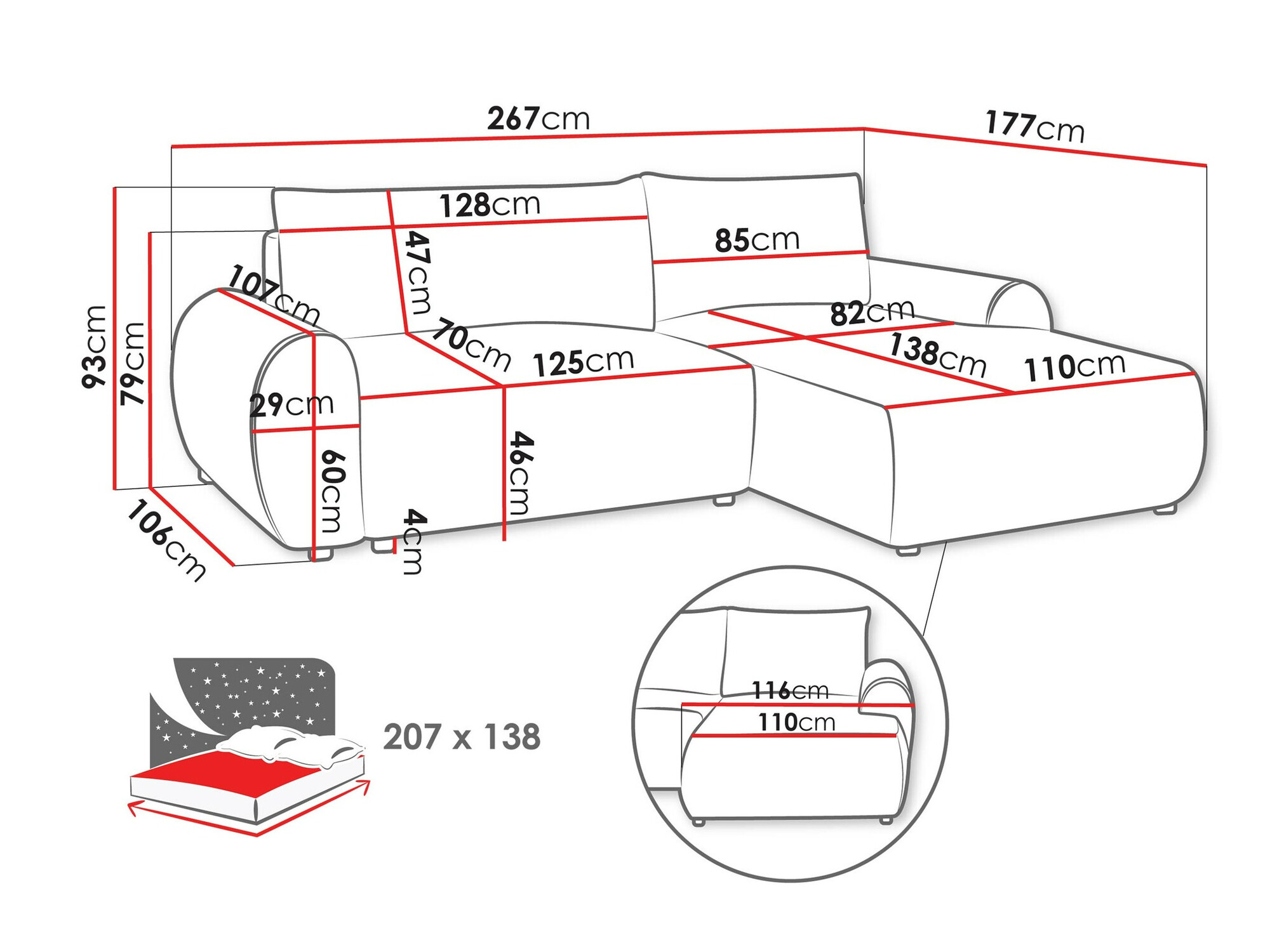 Minkštas kampas TrendyNest 103 (Tilia 90)