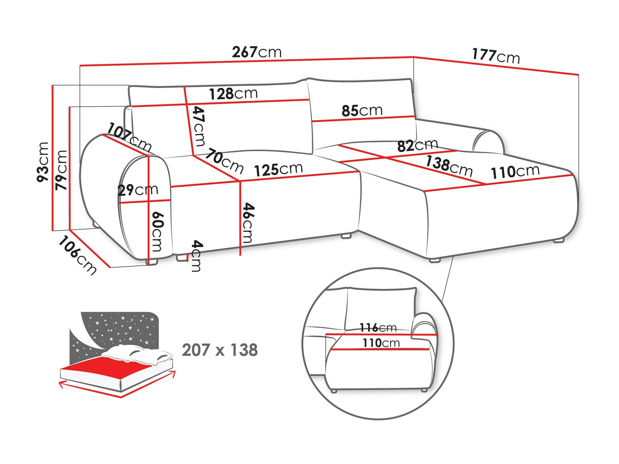Minkštas kampas TrendyNest Strigina (Tilia 86)