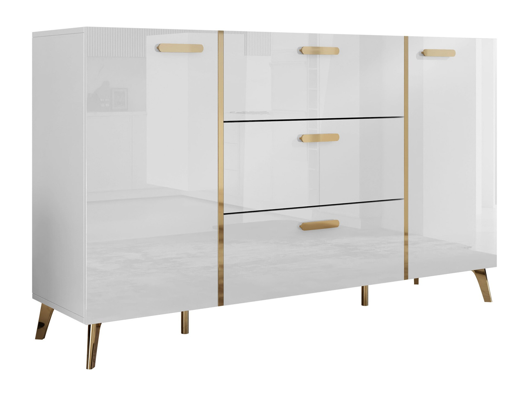 Komoda Comfivo Capella I (Balta + Blizgi balta)