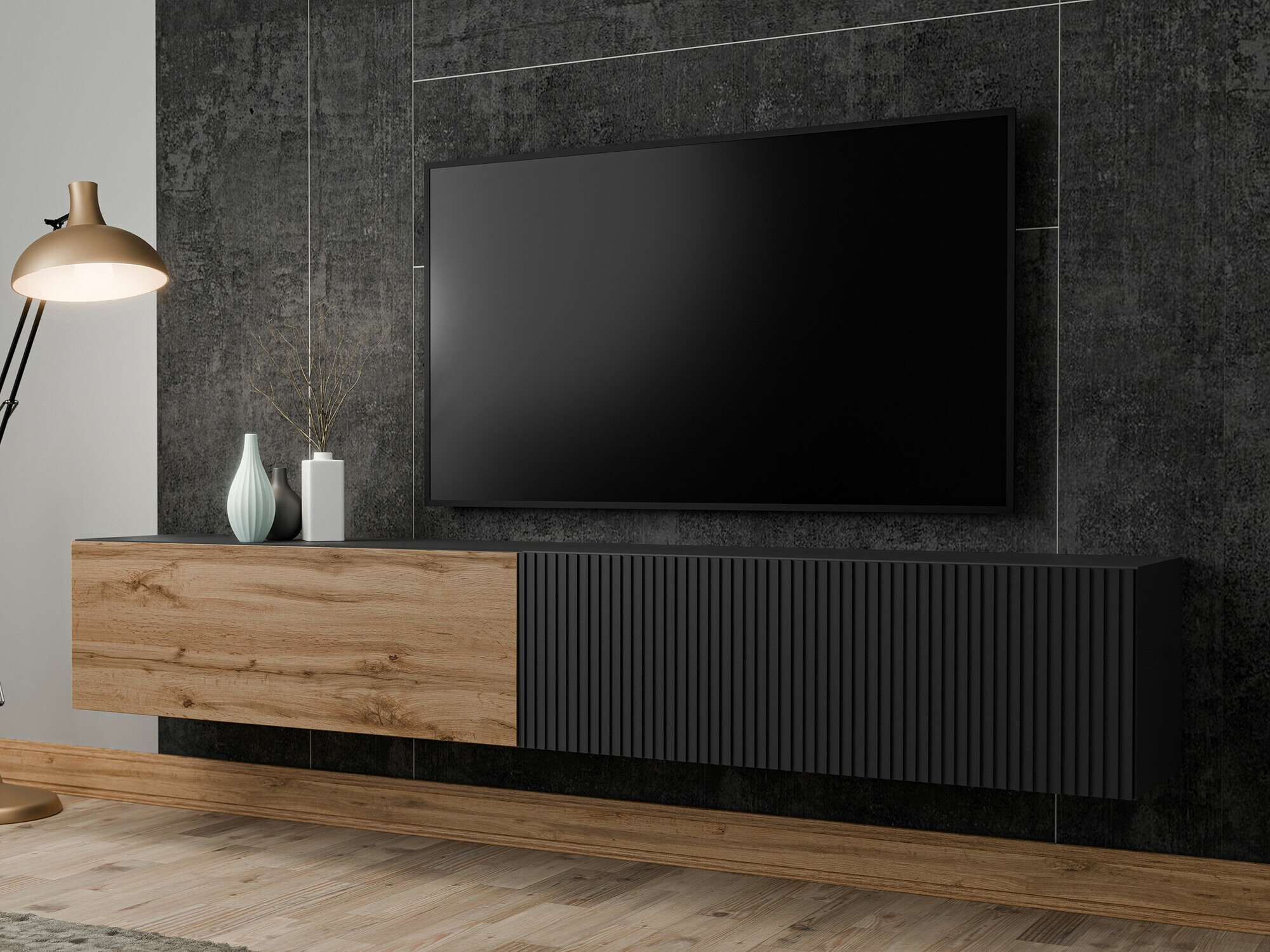 TV staliukas Species (Juoda + Votan ąžuolas)