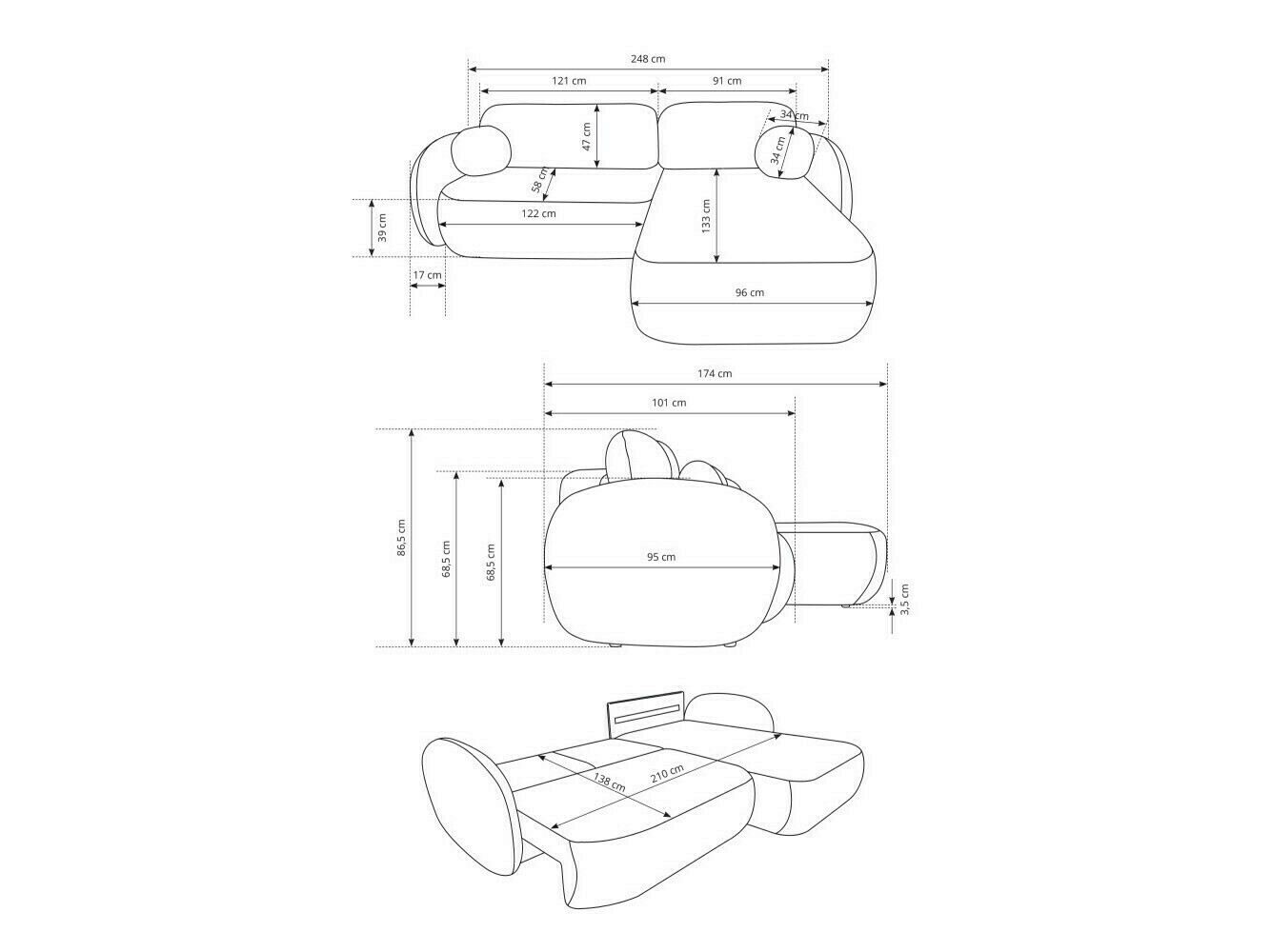 Minkštas kampas Kingston 140 (Abriamo 3)
