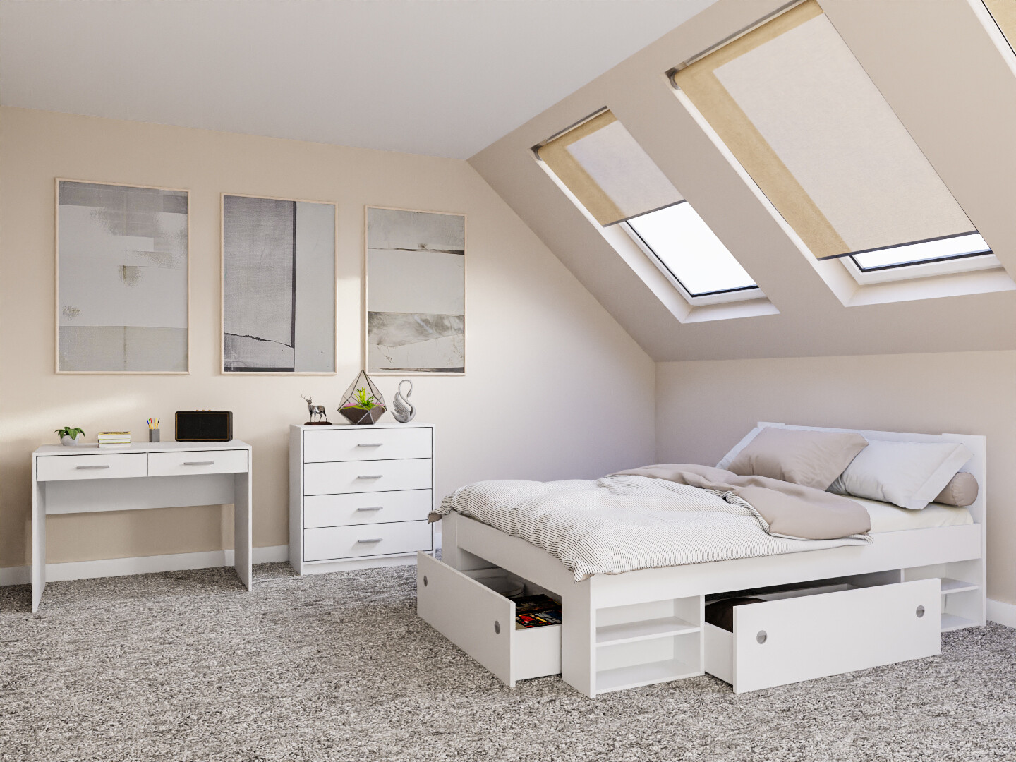 Miegamojo komplektas Novsore 155 (Balta)