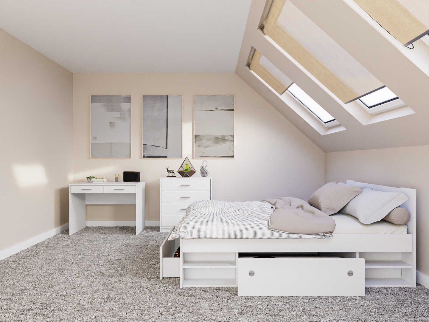 Miegamojo komplektas Novsore 155 (Balta)