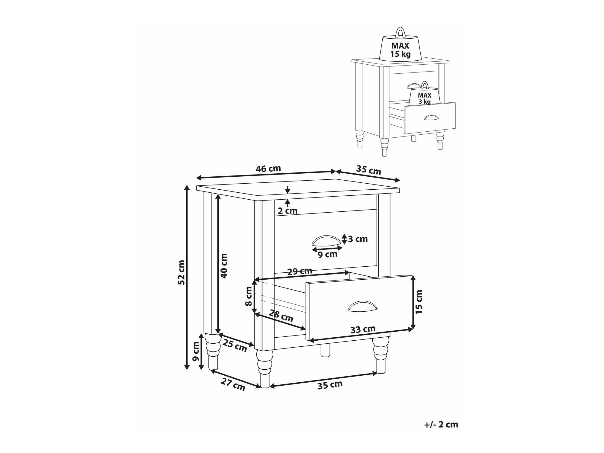 Naktinis staliukas Berwyn 2481 (Balta)