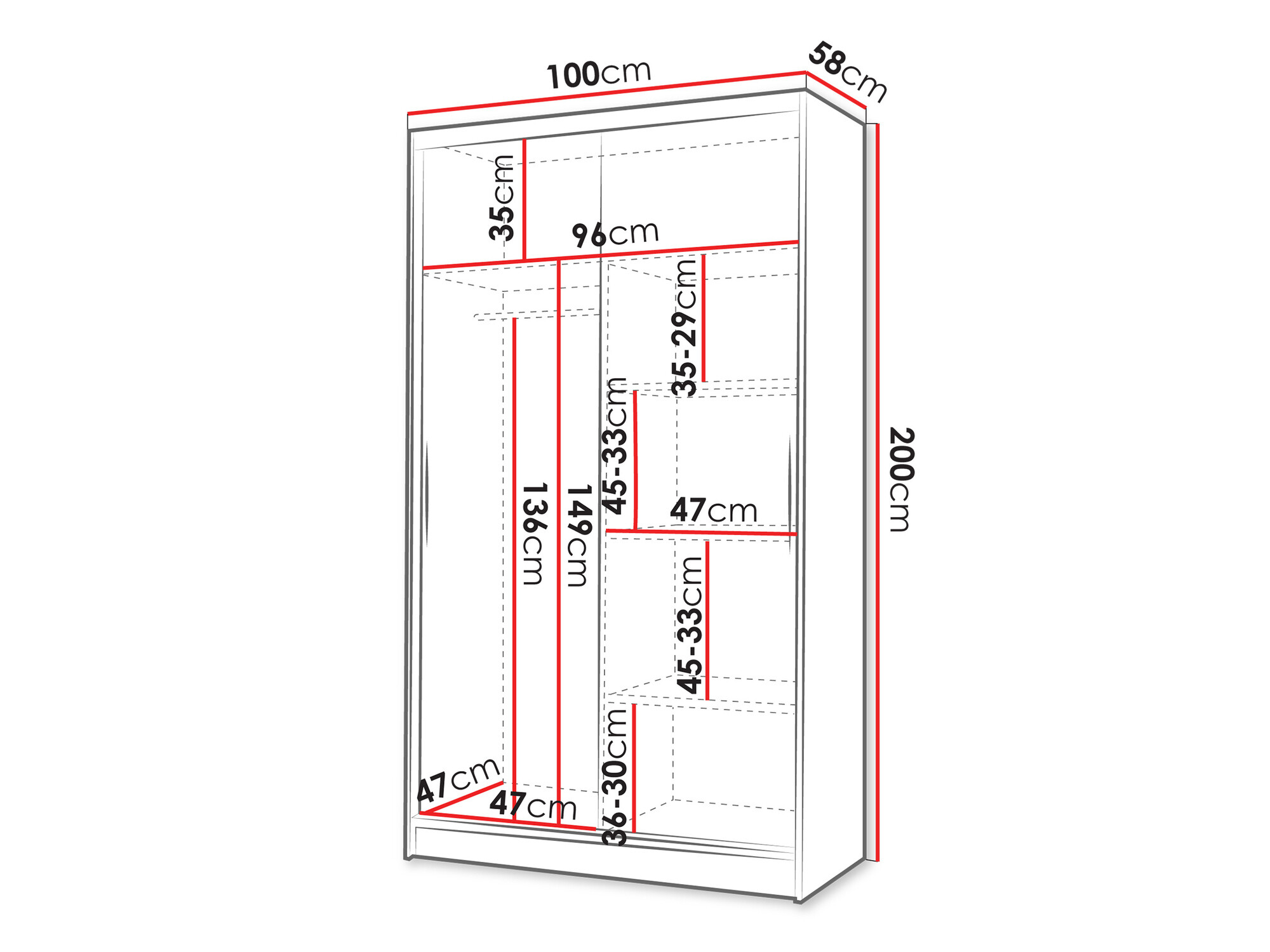 Spinta Closico 162 (Balta + Juoda)