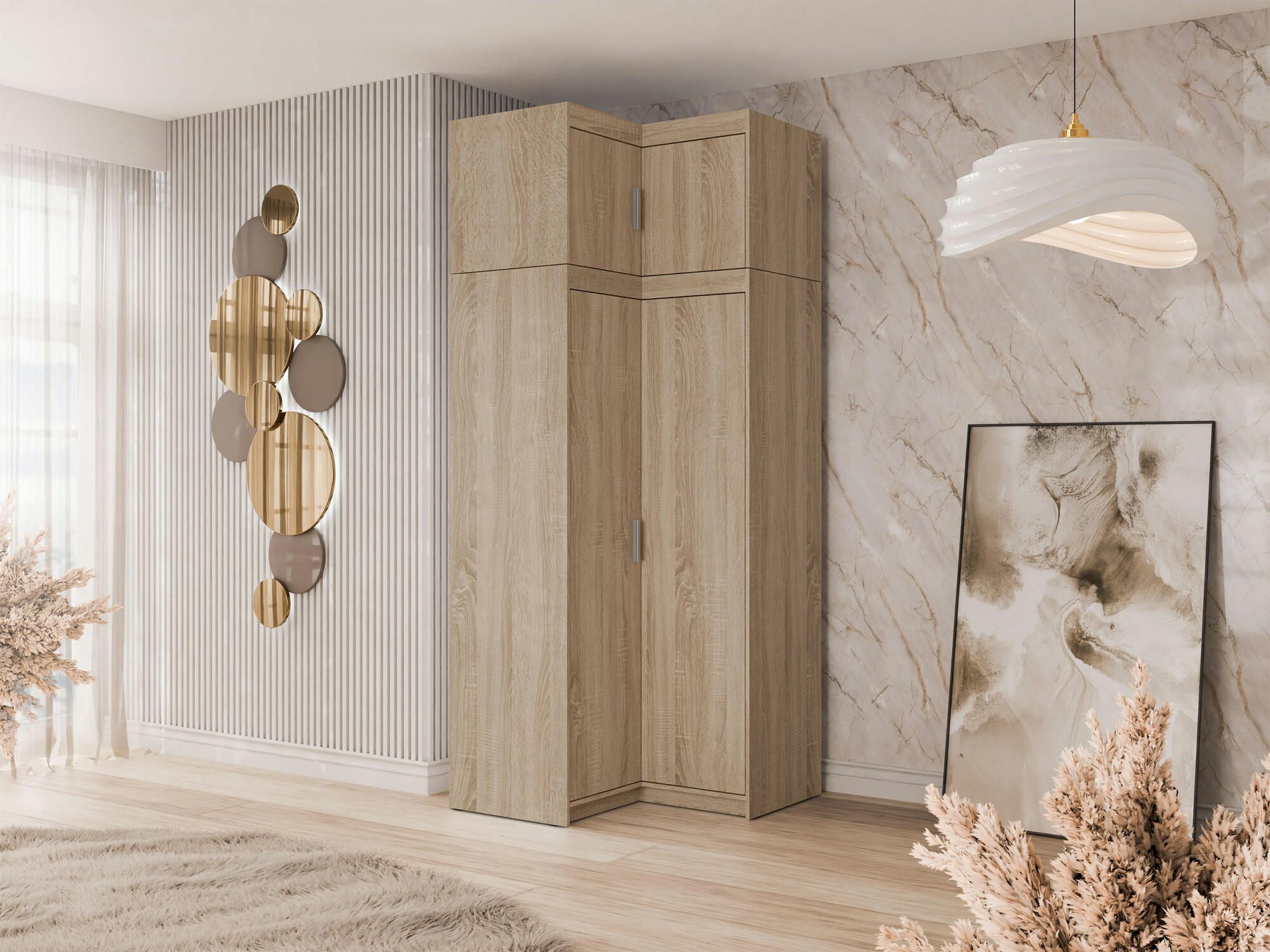 Kampinė spinta Novduni 121 (Sonomos ąžuolas)