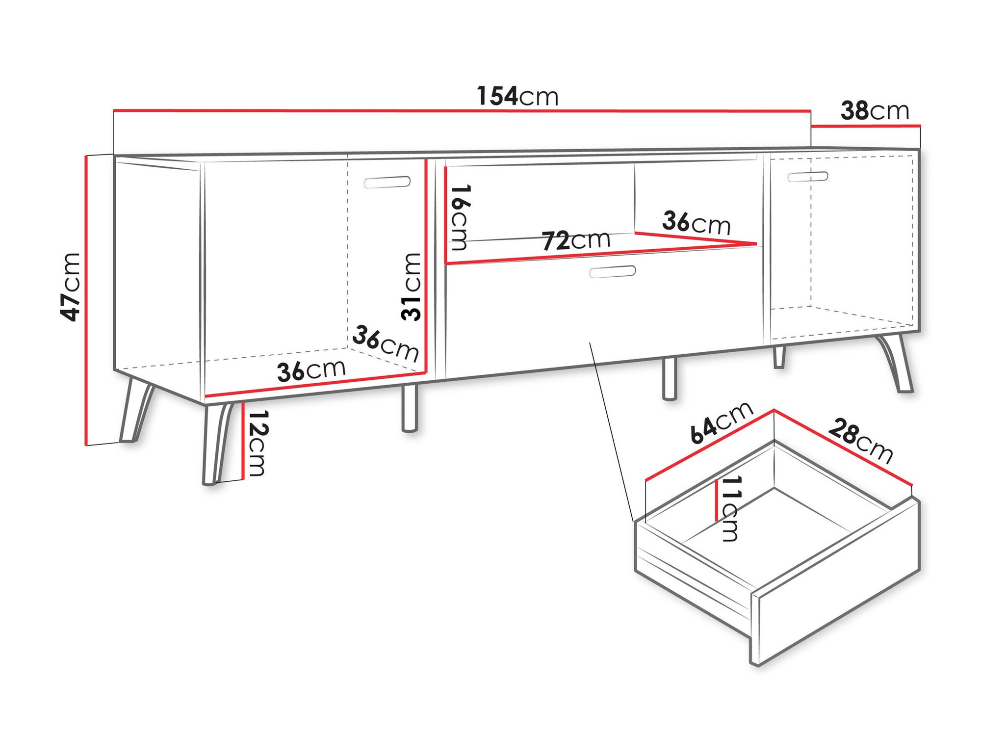 TV staliukas Comfivo Teslomo 113 (Kašmyras + Blizgus kašmyras)