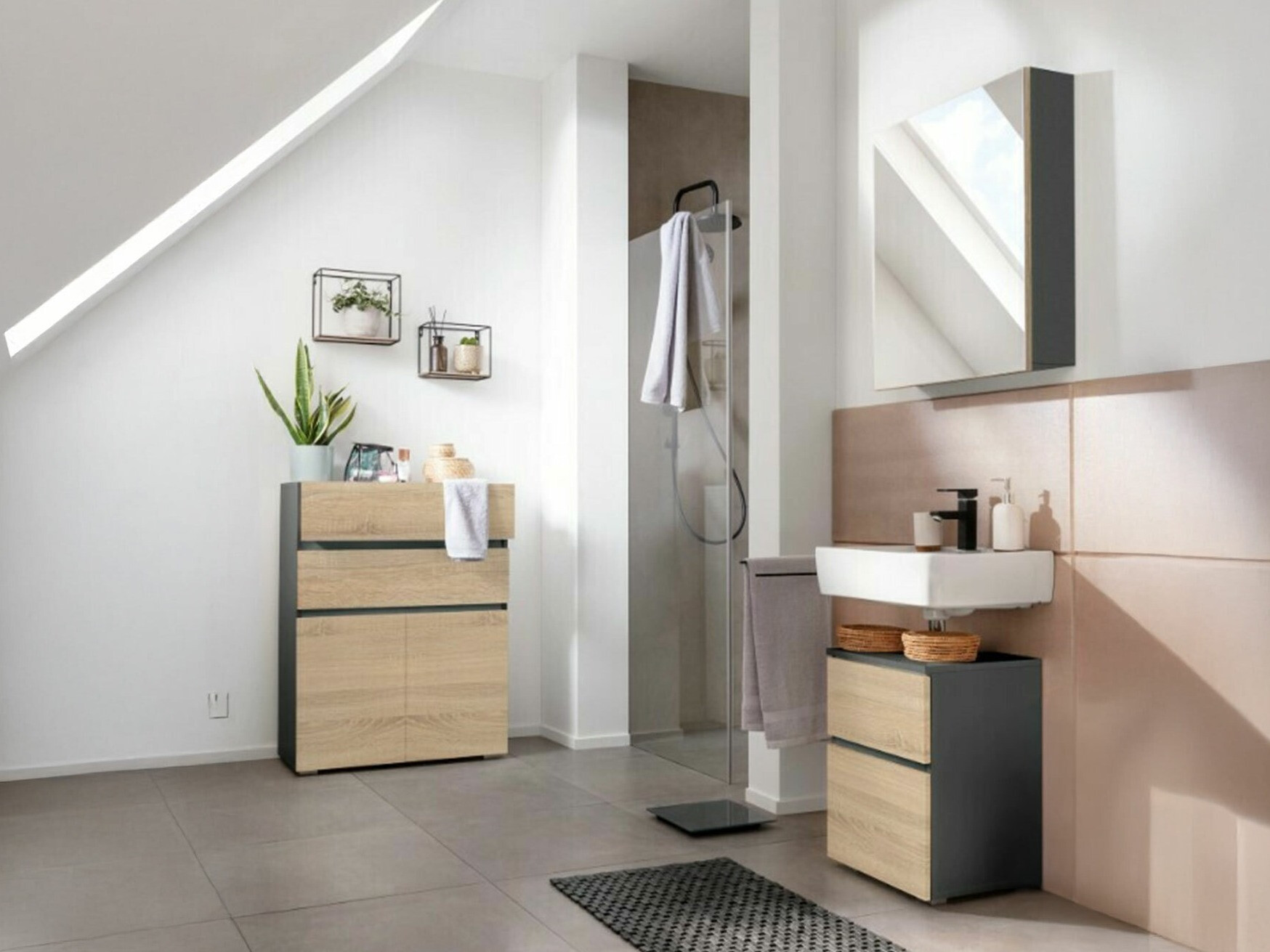 Vonios komplektas Soncamu 112 (Antracitas + Ąžuolas)