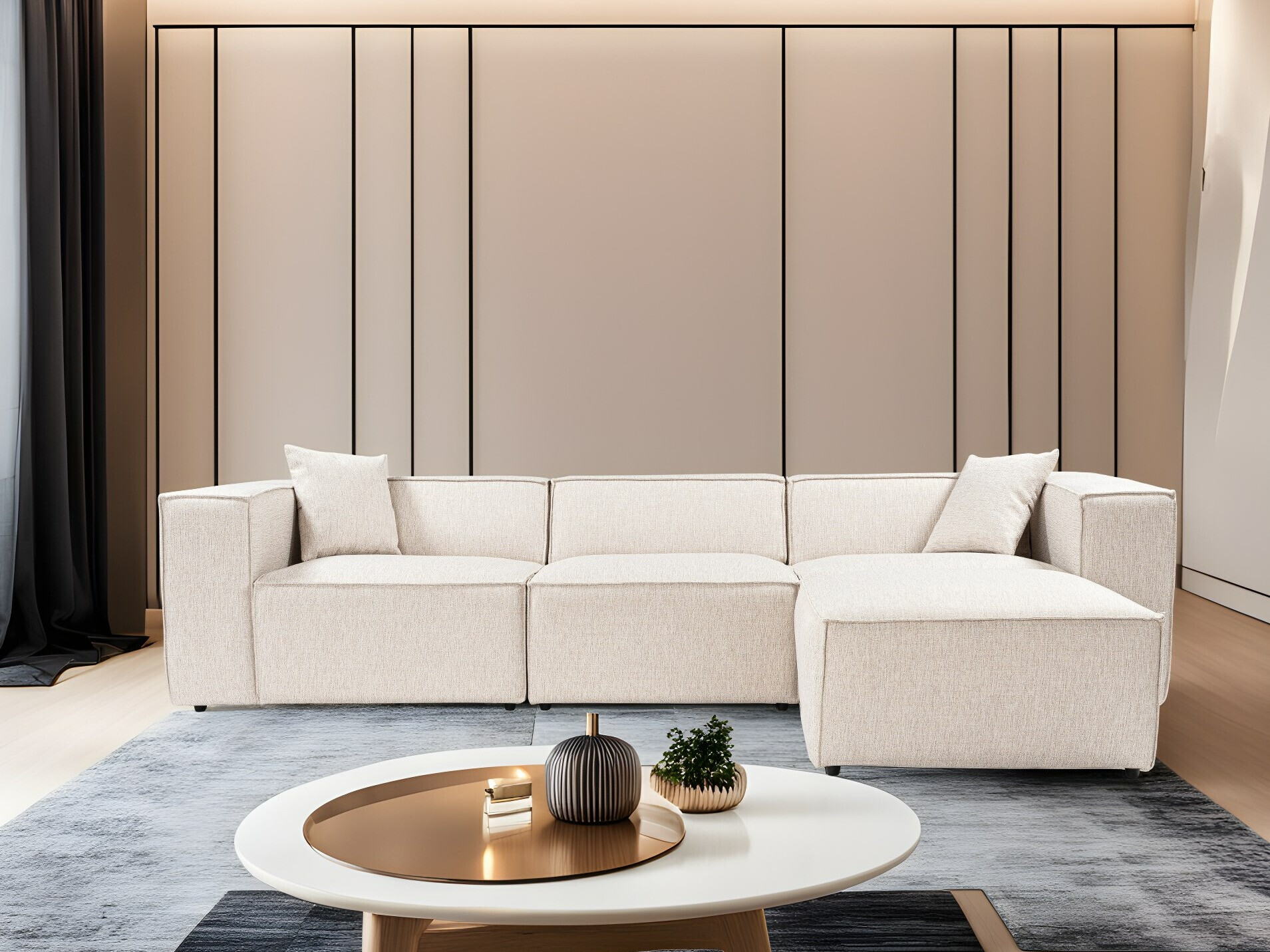 Modulinis minkštas kampas Fivsoi 102 (Šviesi ruda)