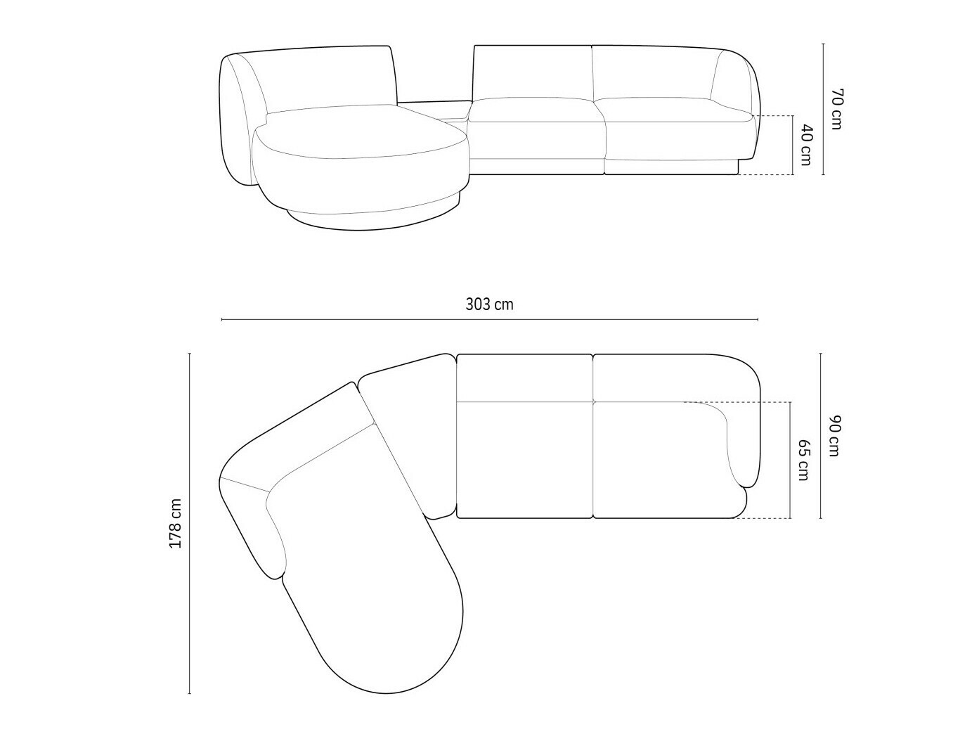 Modulinis minkštas kampas Tivlomi 117 (Bluvel 40)