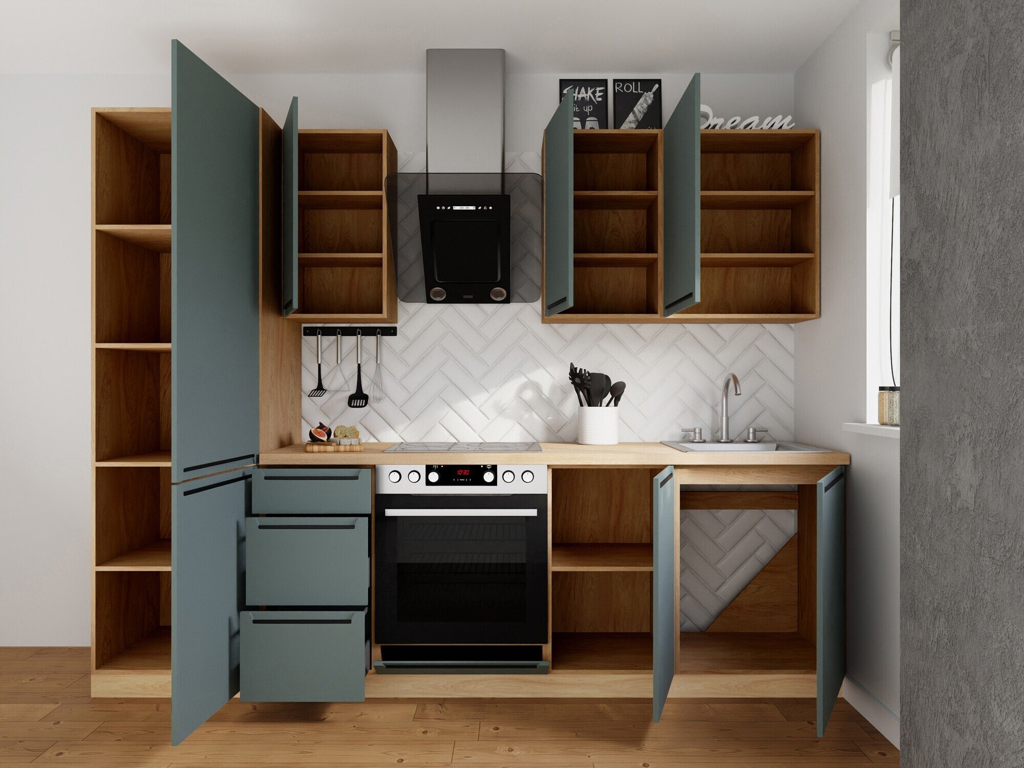 Modulinis virtuvės komplektas Riso Green 168