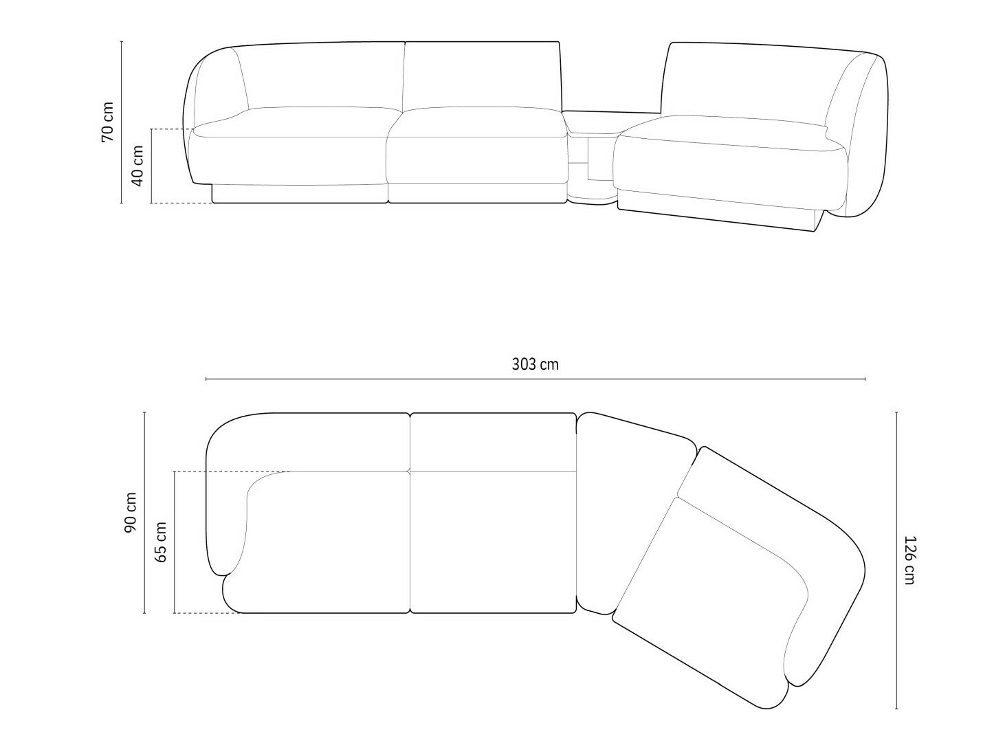 Modulinis minkštas kampas Tivlomi 118 (Bluvel 14)