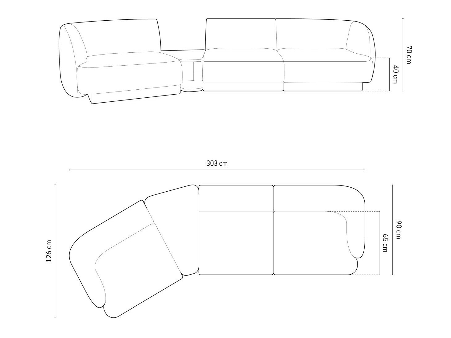 Modulinis minkštas kampas Tivlomi 118 (Bluvel 68)