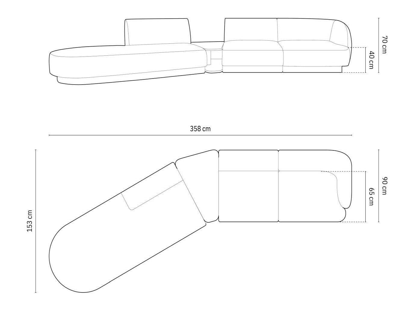 Modulinis minkštas kampas Tivlomi 119 (Bluvel 68)