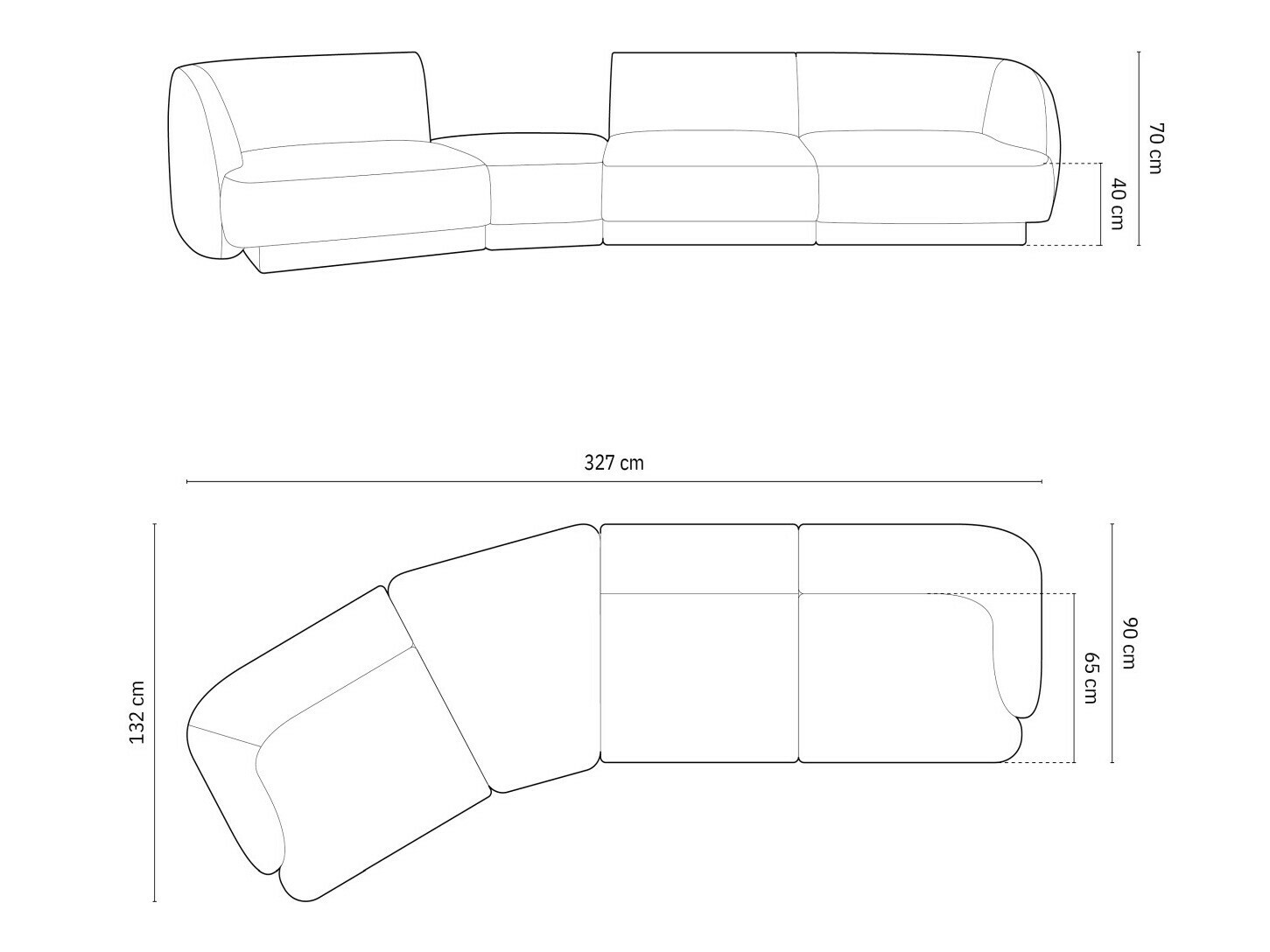 Modulinis minkštas kampas Tivlomi 122 (Bluvel 40)
