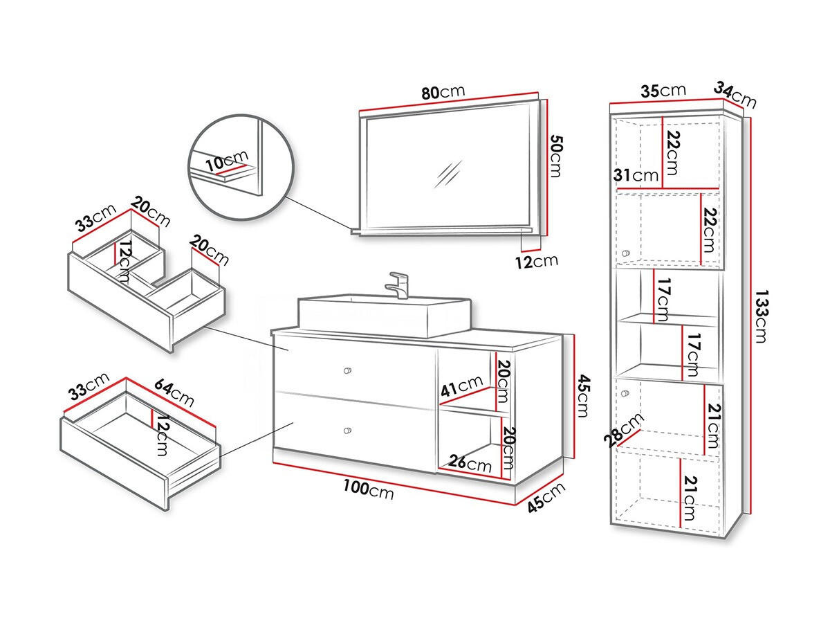 Vonios komplektas Ophruvi 101 (Balta)