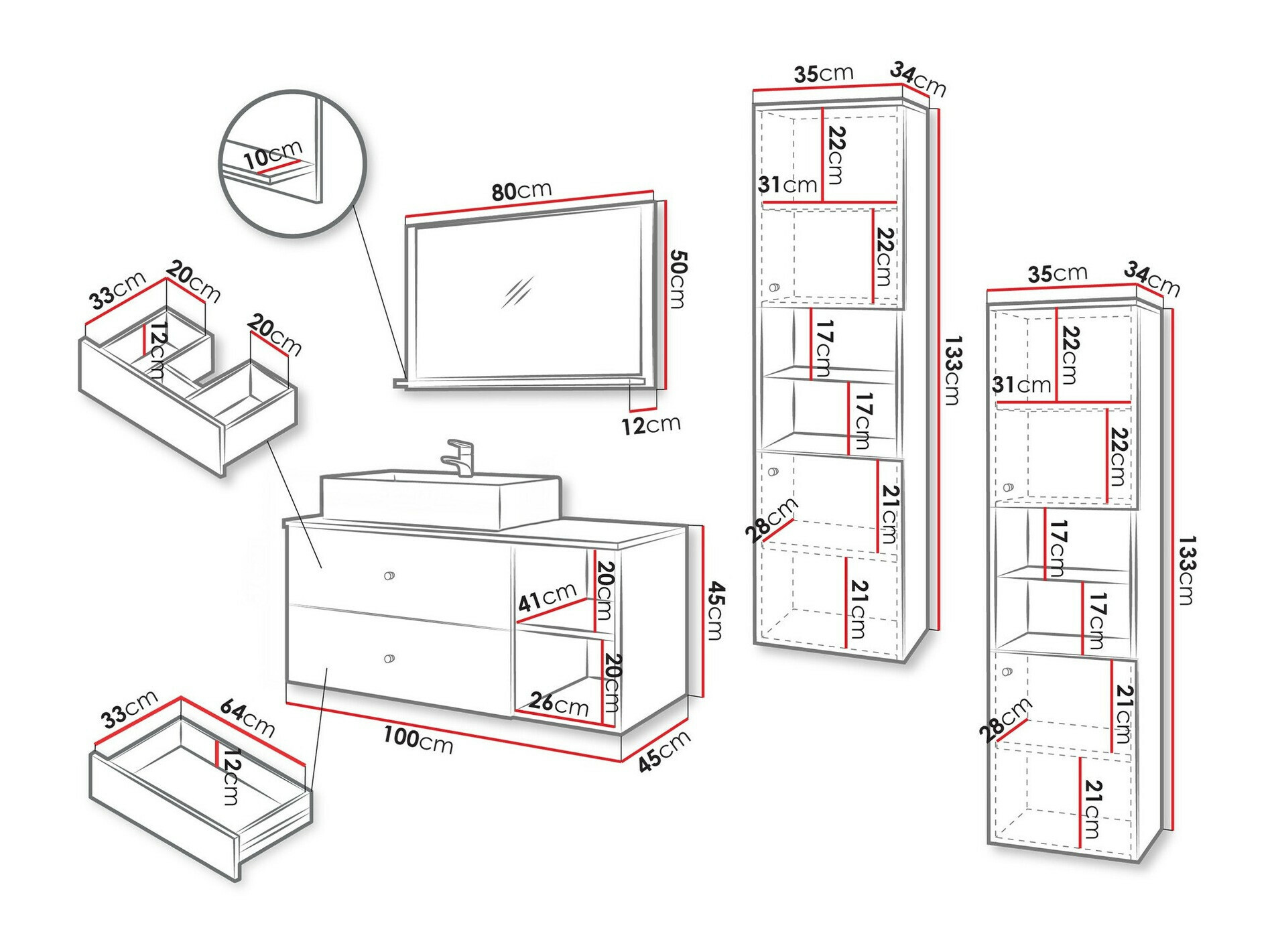 Vonios komplektas Ophruvi 102 (Juoda)