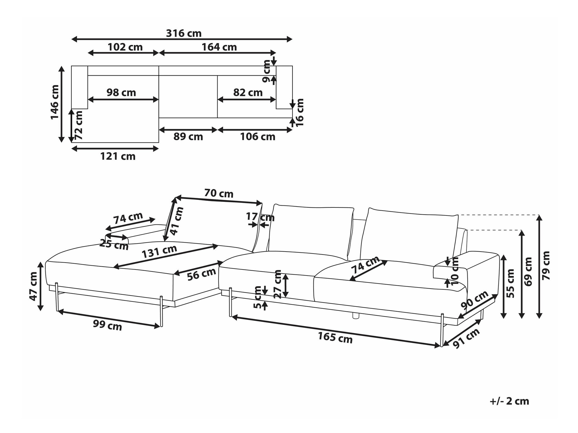 Minkštas kampas Berwyn 2525 (Smėlinė)