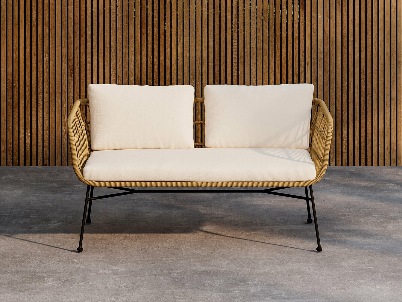 Lauko sofa Dallas 5187 (Šviesus medis + Smėlinė)