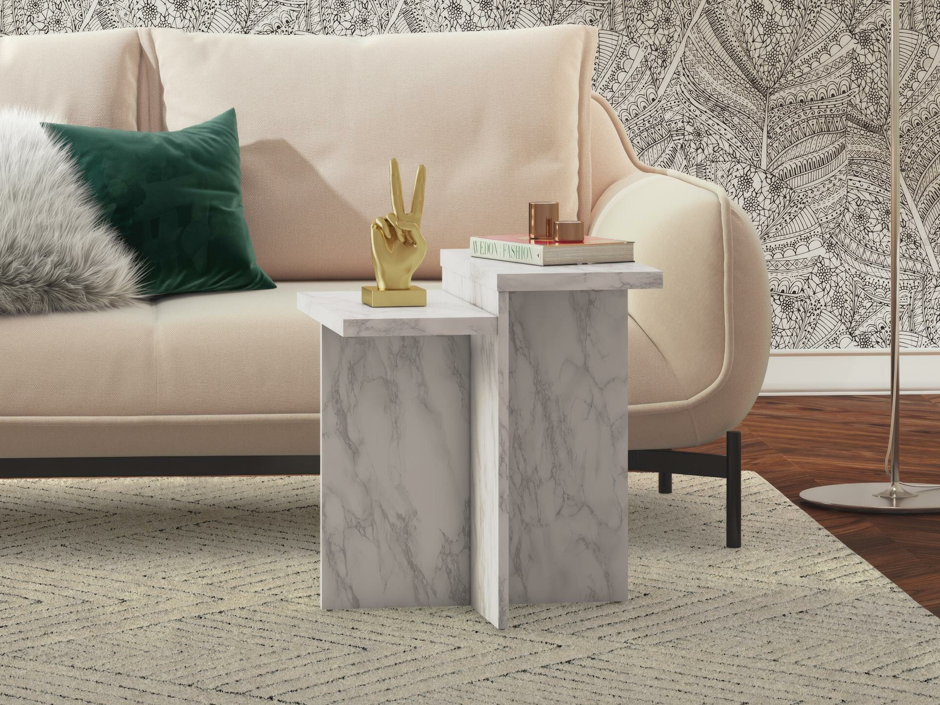 Žurnalinis staliukas CosmoLiving by Cosmopolitan 169 (Baltas marmuras)