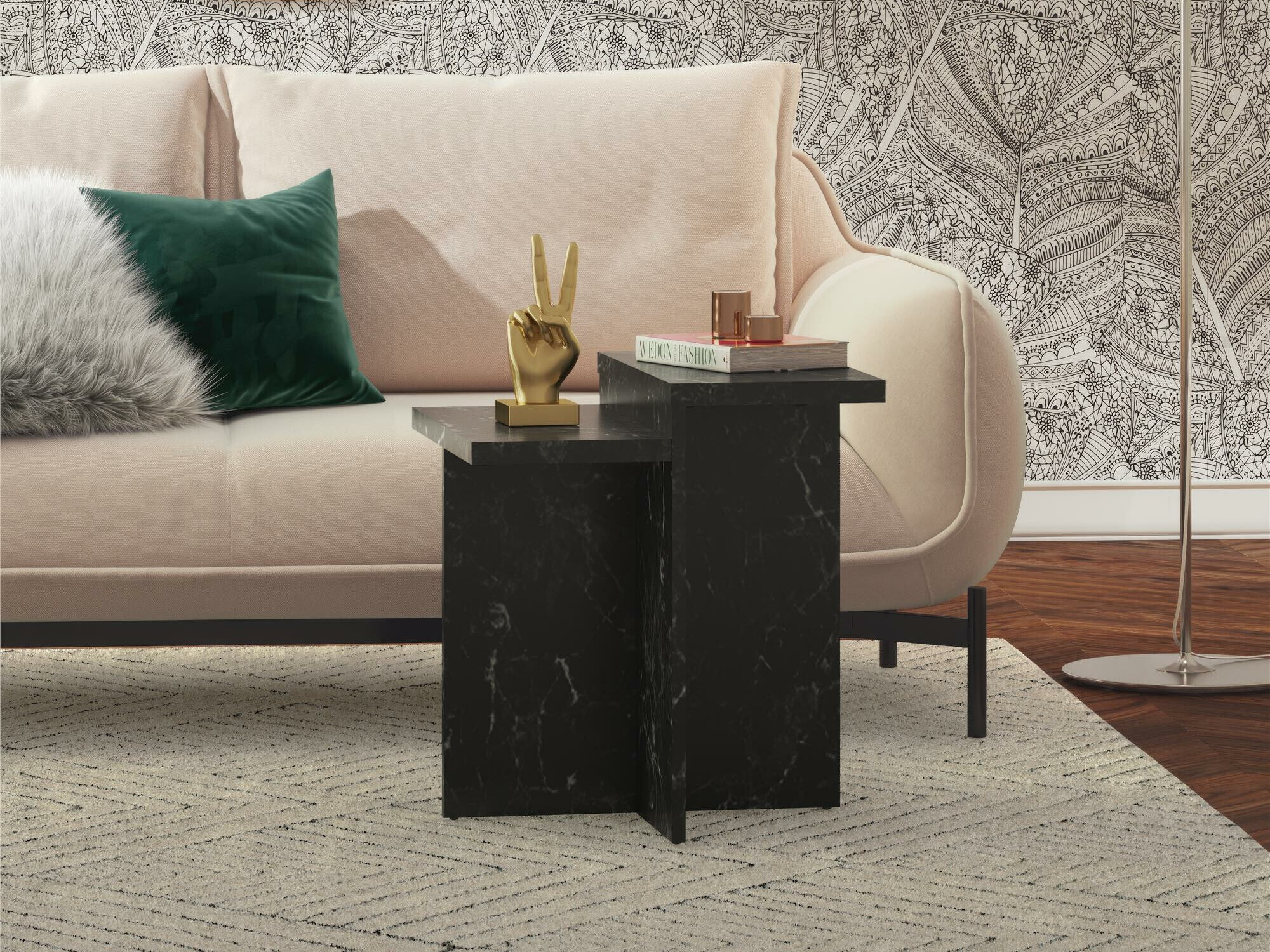 Žurnalinis staliukas CosmoLiving by Cosmopolitan 169 (Juodas marmuras)