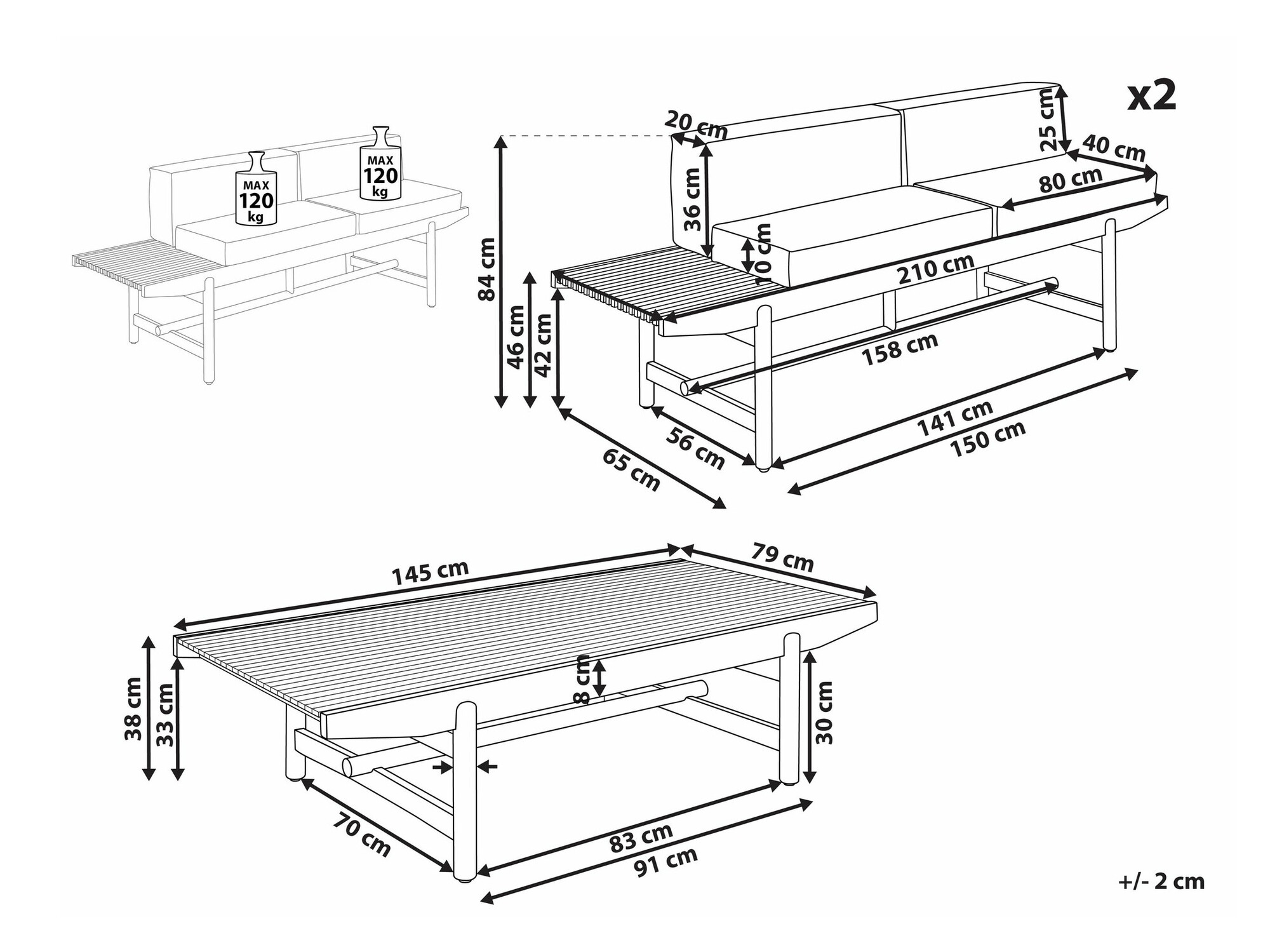 Lauko baldų komplektas Sorsono 105