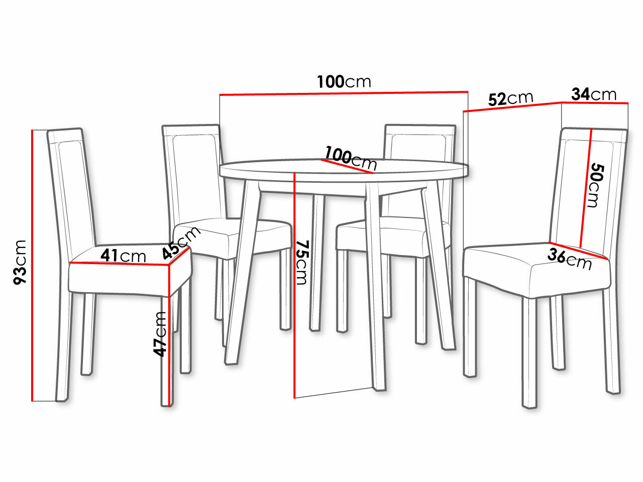 Valgomojo komplektas Victorville 256 (Balta + Juoda)