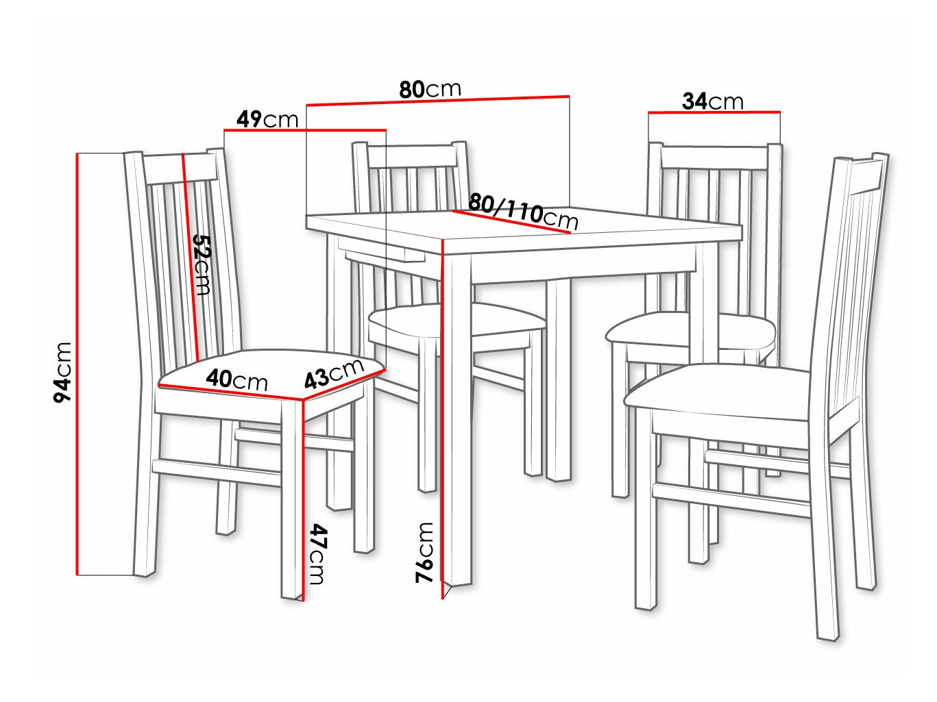 Valgomojo komplektas Victorville 263 (Balta)