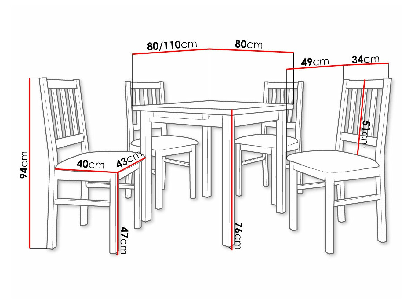 Valgomojo komplektas Victorville 275 (Balta)