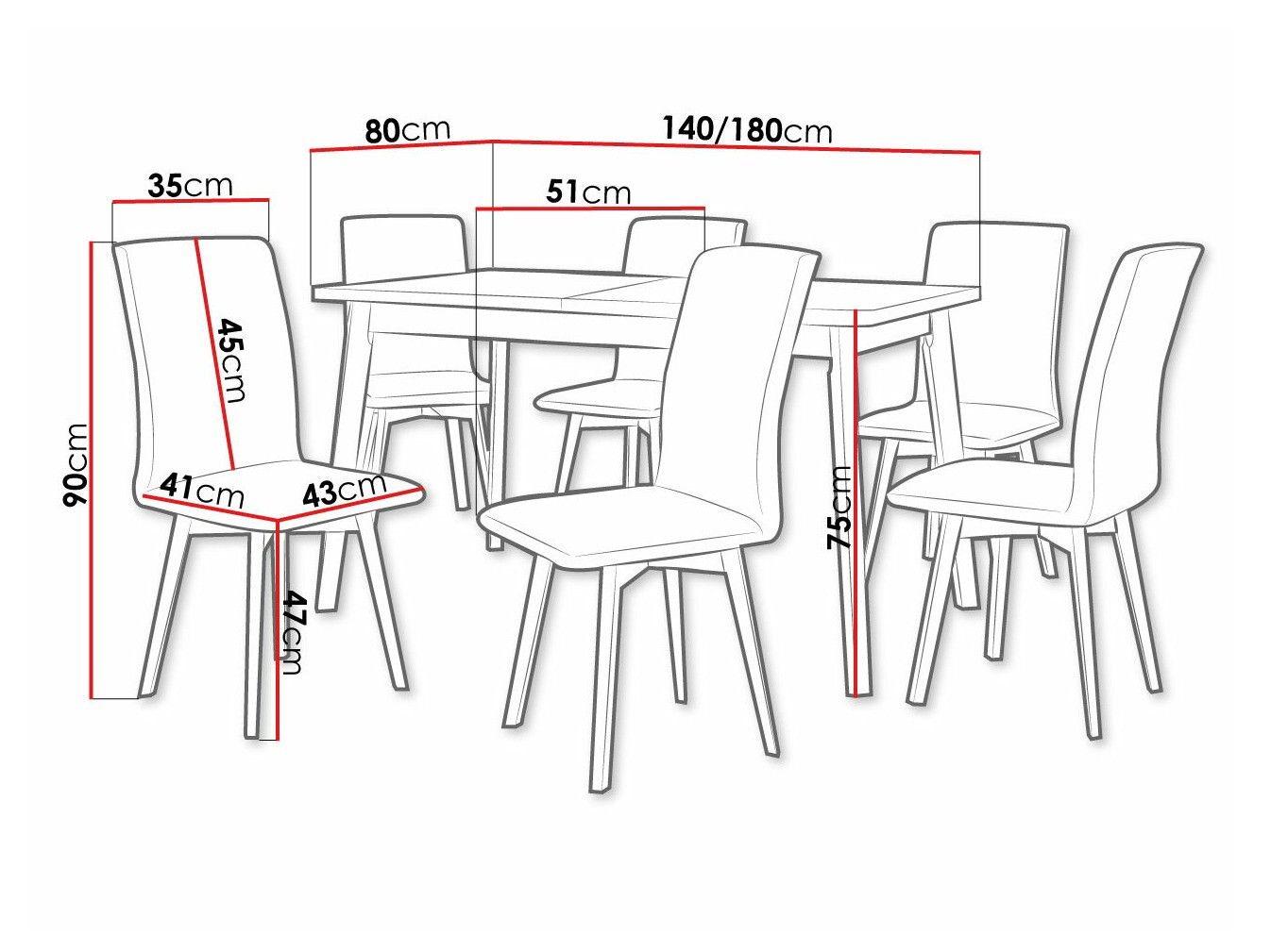 Valgomojo komplektas Victorville 292 (Balta + Juoda)